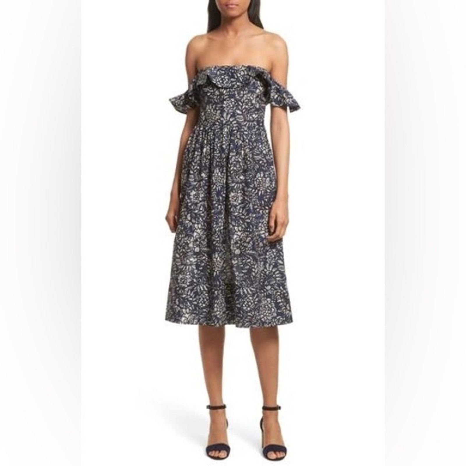 Apiece Apart Apiece Apart Novella Maria Off The Shoulder Floral Dress Size S / US 4 / IT 40 - 8 Thumbnail