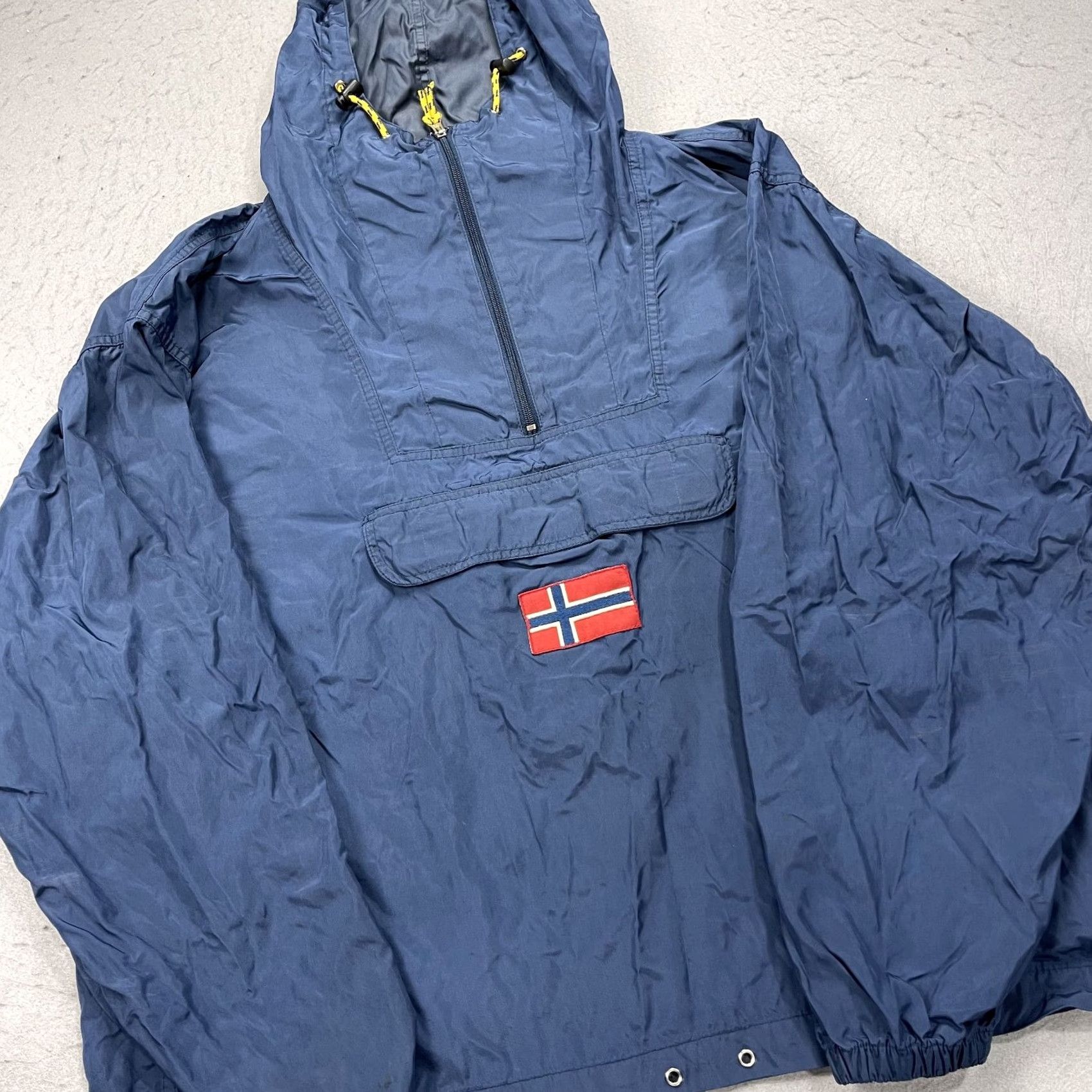 Napapijri VINTAGE Napapijri Geographic Jacket Mens 2XL Blue Anorak Hooded Zip Flag Logo Size US XXL / EU 58 / 5 - 3 Thumbnail