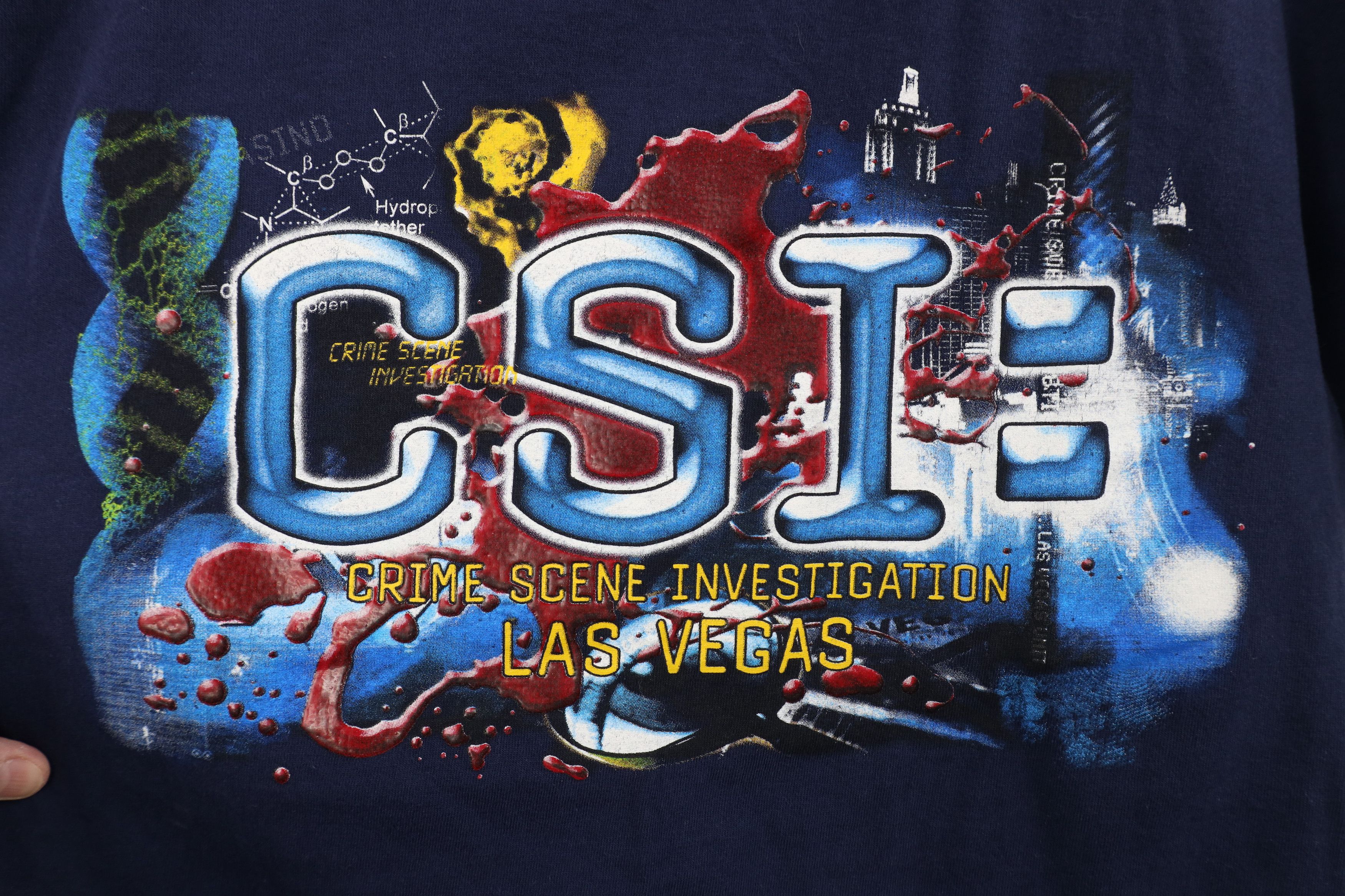Vintage Vintage 90s Y2K CSI Las Vegas Short Sleeve T-Shirt Navy Blue Size US M / EU 48-50 / 2 - 4 Thumbnail
