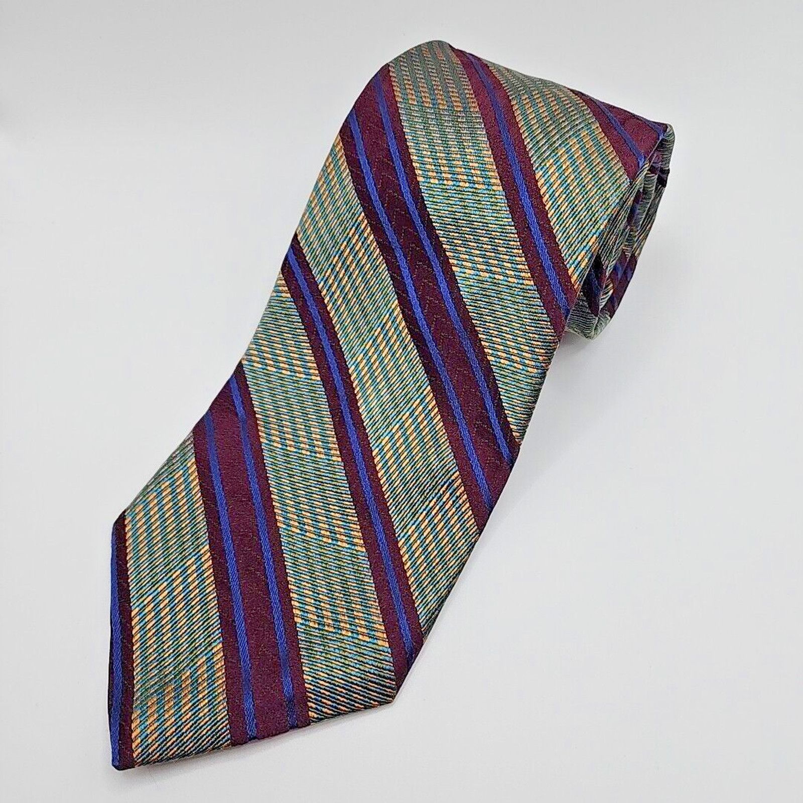 Joseph Abboud Joseph Abboud Multicolor Green Striped Silk Necktie - Italy Size ONE SIZE - 3 Thumbnail