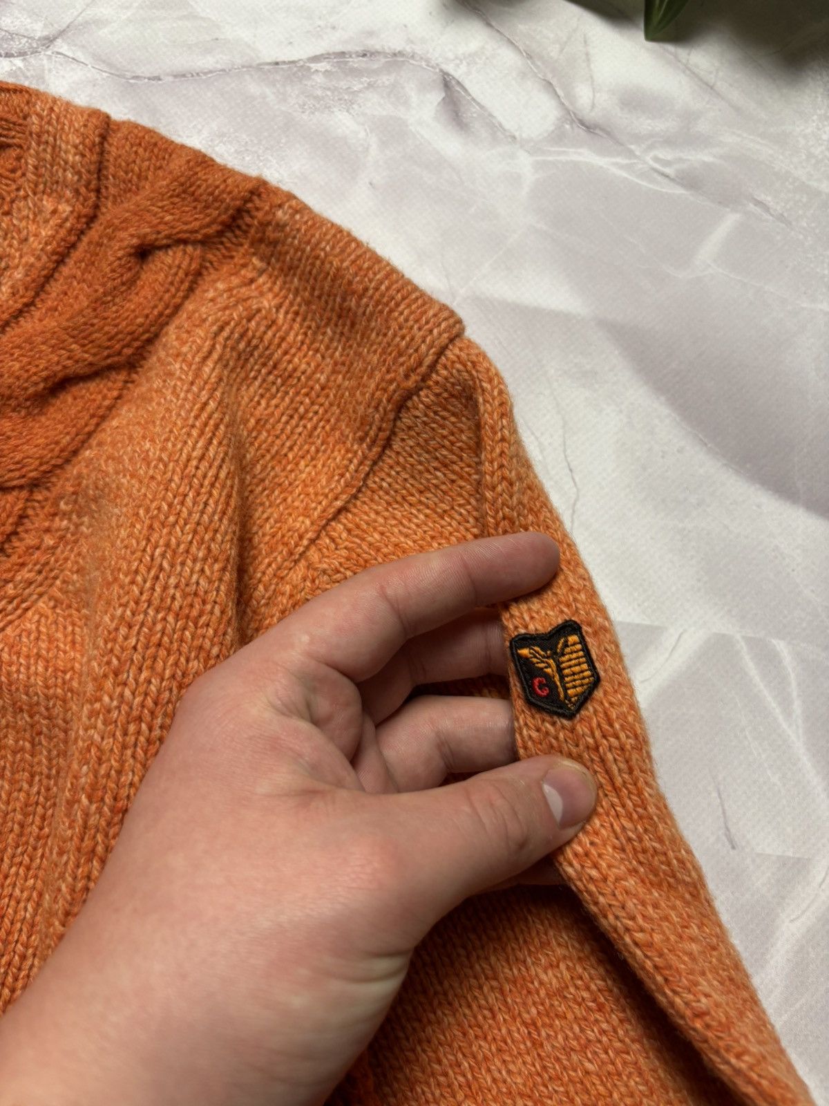 Carlo Colucci Carlo Colucci Sweater Cable Knit Wool Vintage Orange Mens 52 Size US L / EU 52-54 / 3 - 4 Thumbnail