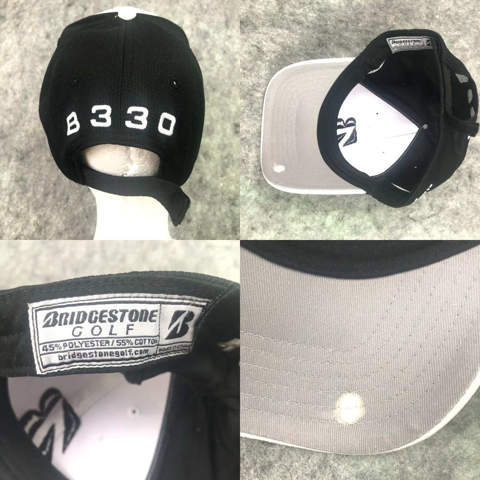 Logo 7 Bridgestone Womens Golf Hat Cap Black Adjustable Embroidered Logo B330 Front Back Twill Cotton Polyester Blend Hat Womens Adjustable Cap Size ONE SIZE - 8 Thumbnail