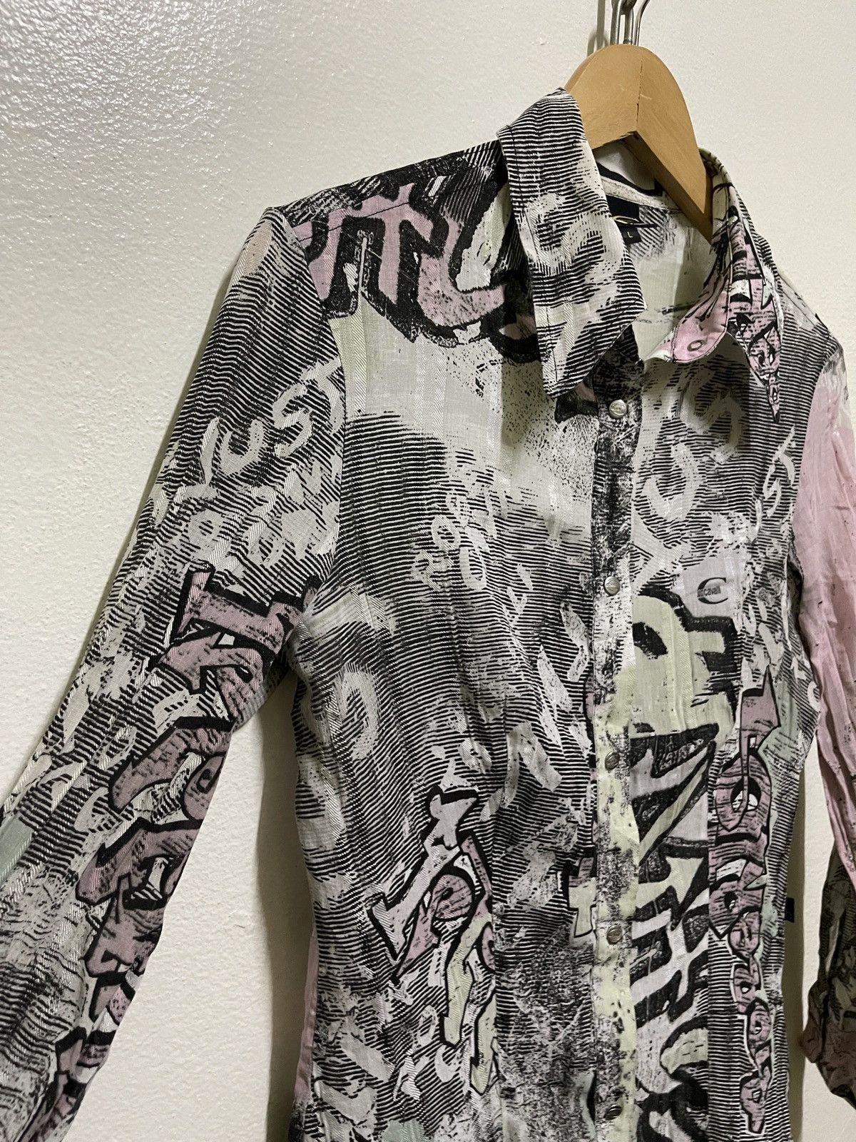 Just Cavalli × Vintage Just Cavalli Full Printed Gravity Shirt Long Sleeve Size L / US 10 / IT 46 - 2 Thumbnail