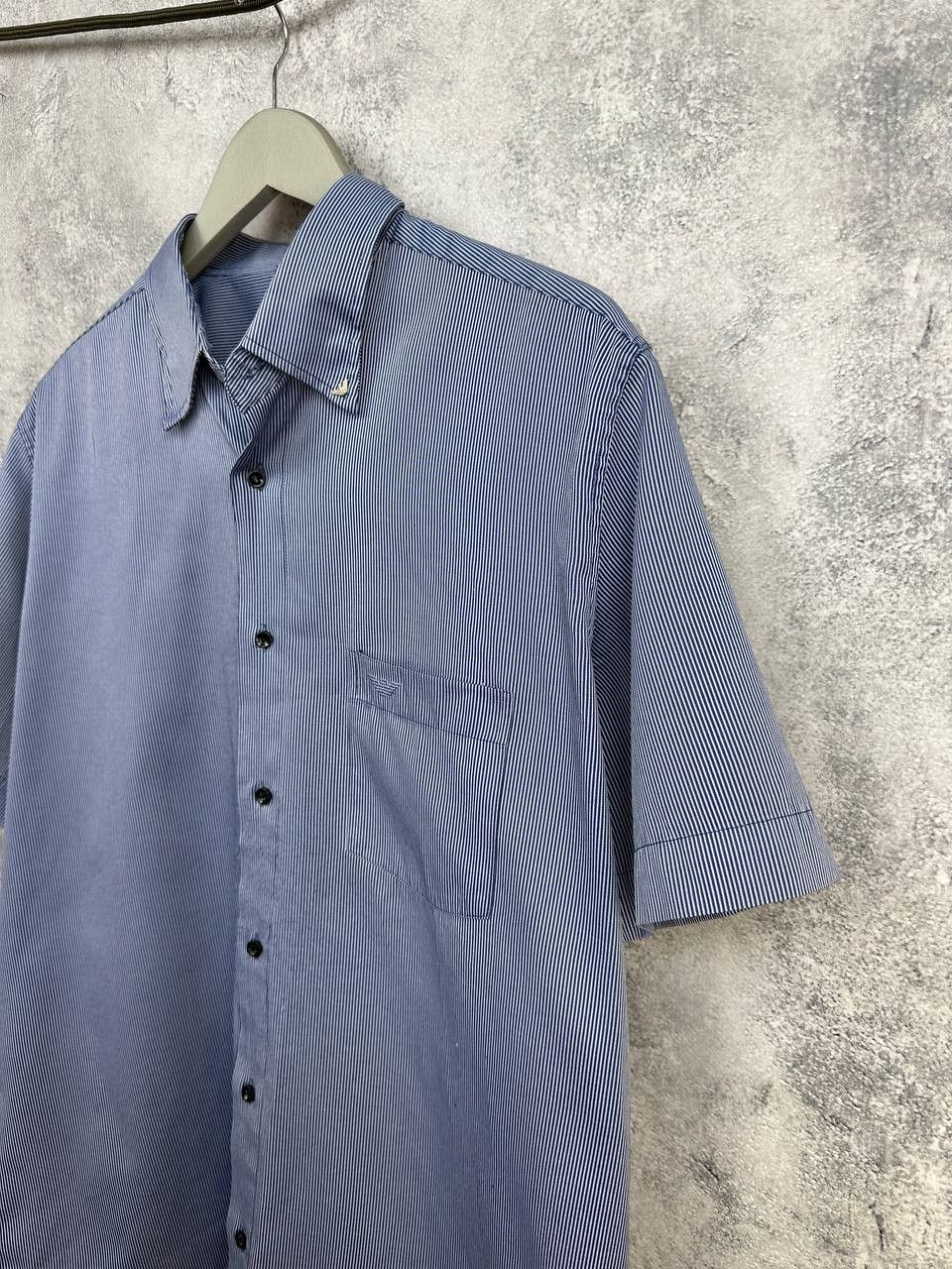 Armani Collezioni Armani Collezioni Striped Button-Up Shirt Short Sleeve Blue Size US L / EU 52-54 / 3 - 5 Thumbnail