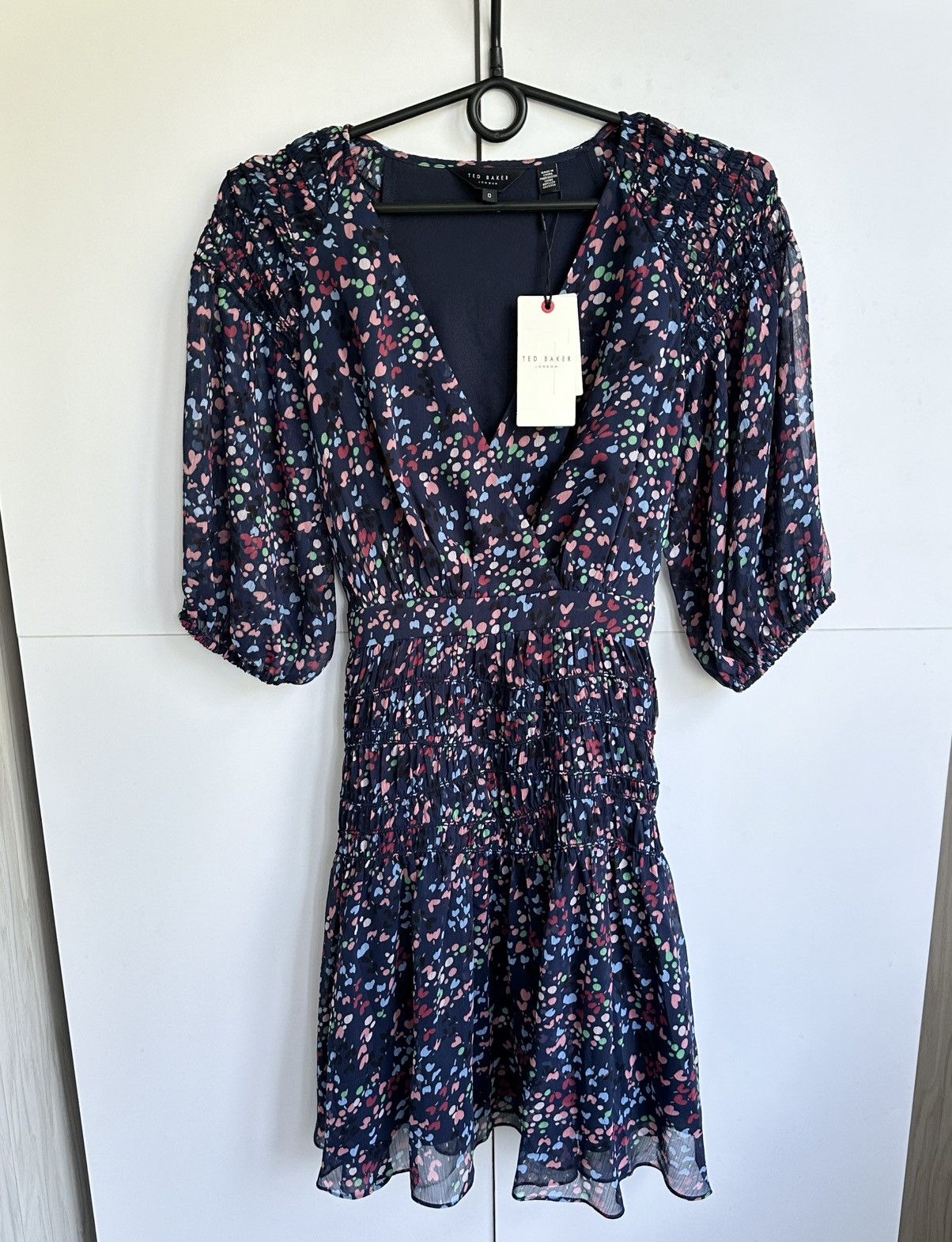 Ted Baker Ted Baker Mini Dress Womens Navy Casadee Smock Panel Wrap Size XS / US 0-2 / IT 36-38 - 6 Thumbnail
