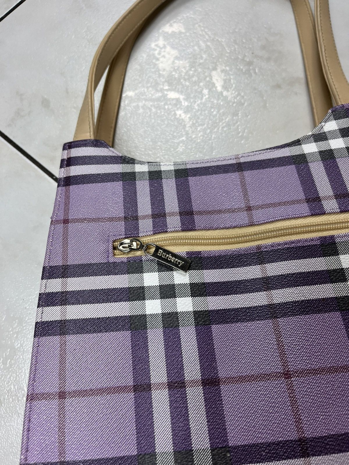 Vintage Burberry 90s leather big bag handbag nova checked