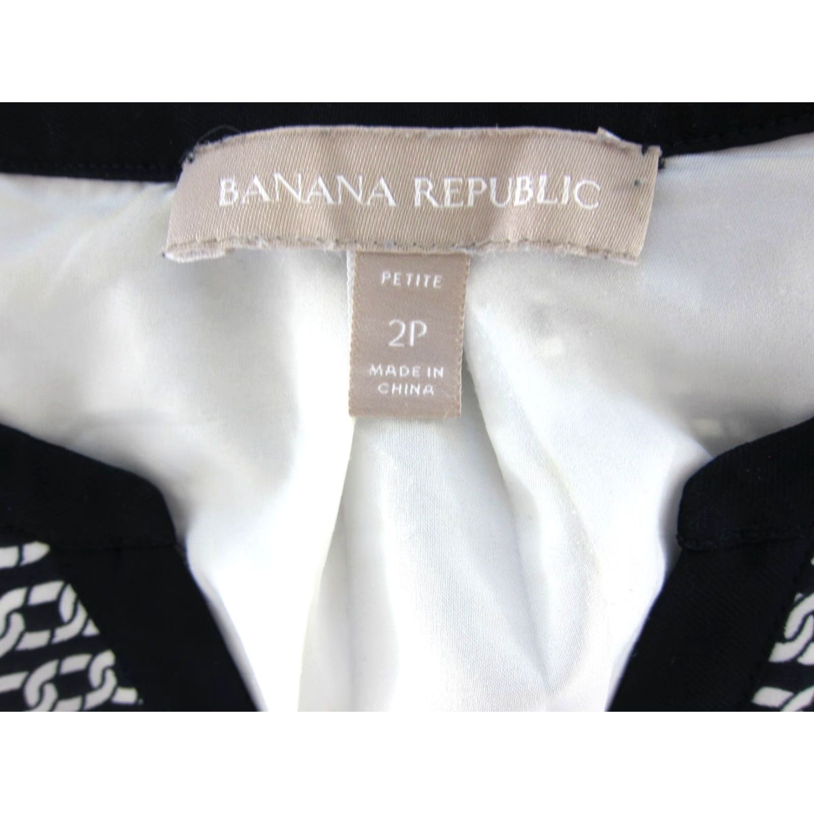 Banana Republic Banana Republic Navy Blue White Chain Link V-Neck 3/4 Sleeve Belted Dress 2P Size XS / US 0-2 / IT 36-38 - 3 Thumbnail