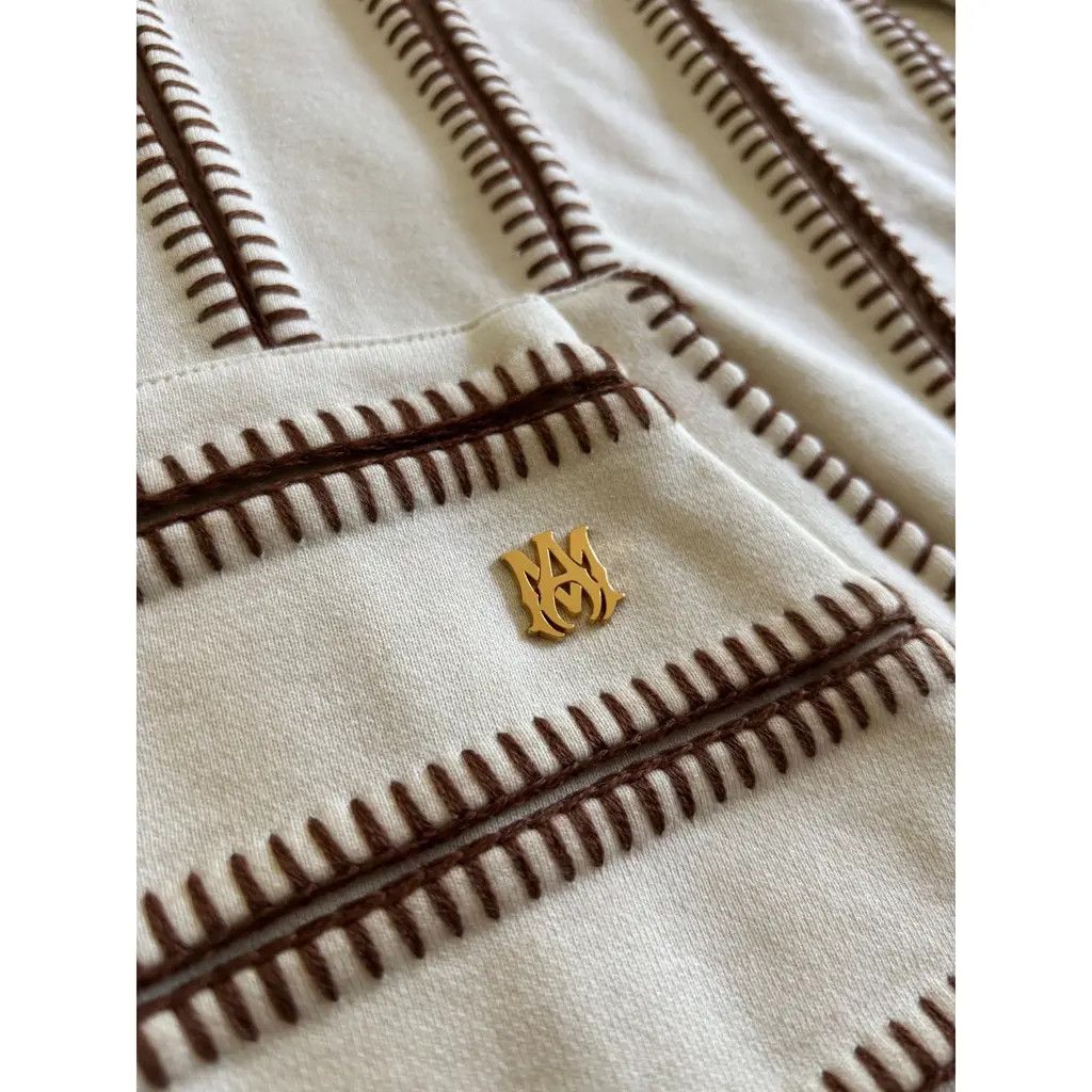 Amiri AMIRI Stitched Cotton Terry Hoodie in Alabaster Size US M / EU 48-50 / 2 - 2 Thumbnail