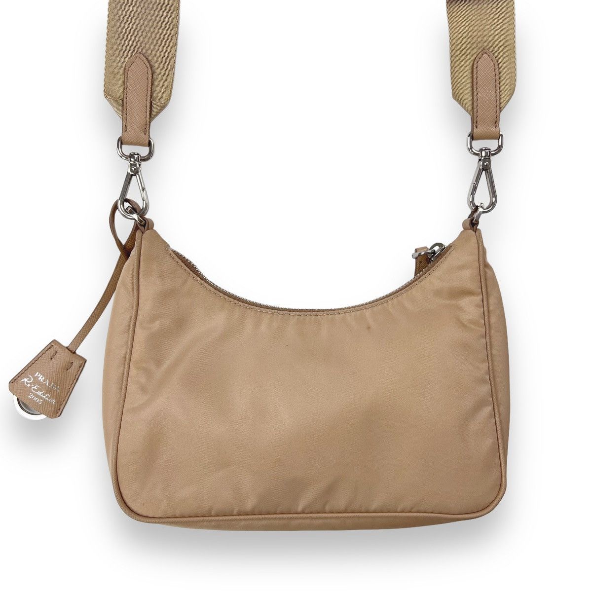 Prada Prada Hobo Re-Edition 2005 Nylon Crossbody Bag Desert Beige Size ONE SIZE - 3 Thumbnail