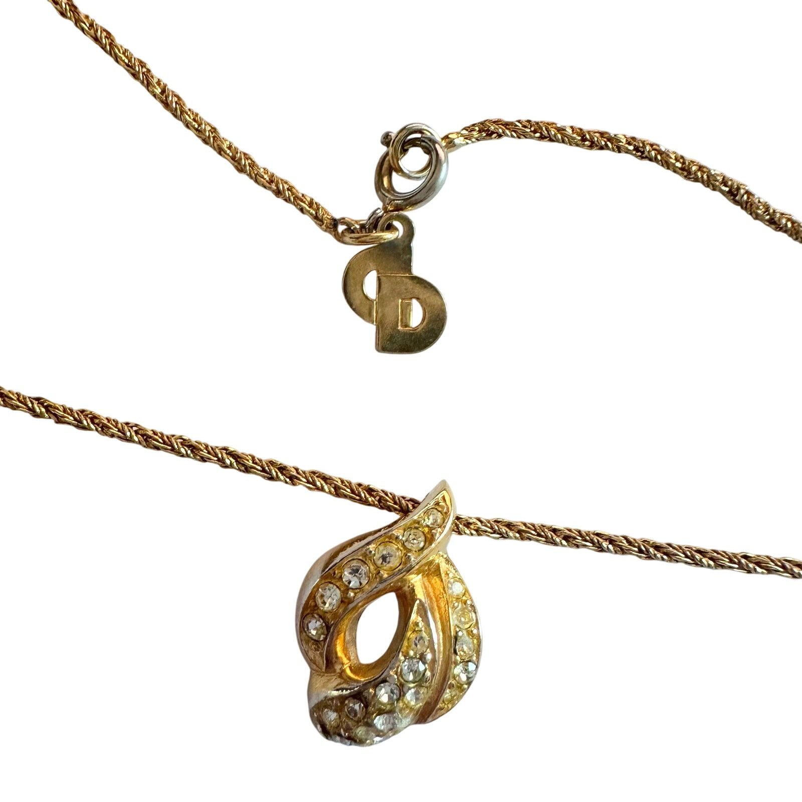 Dior Christian Dior Rhinestone Gold Plate Necklace 16" Size ONE SIZE - 6 Thumbnail