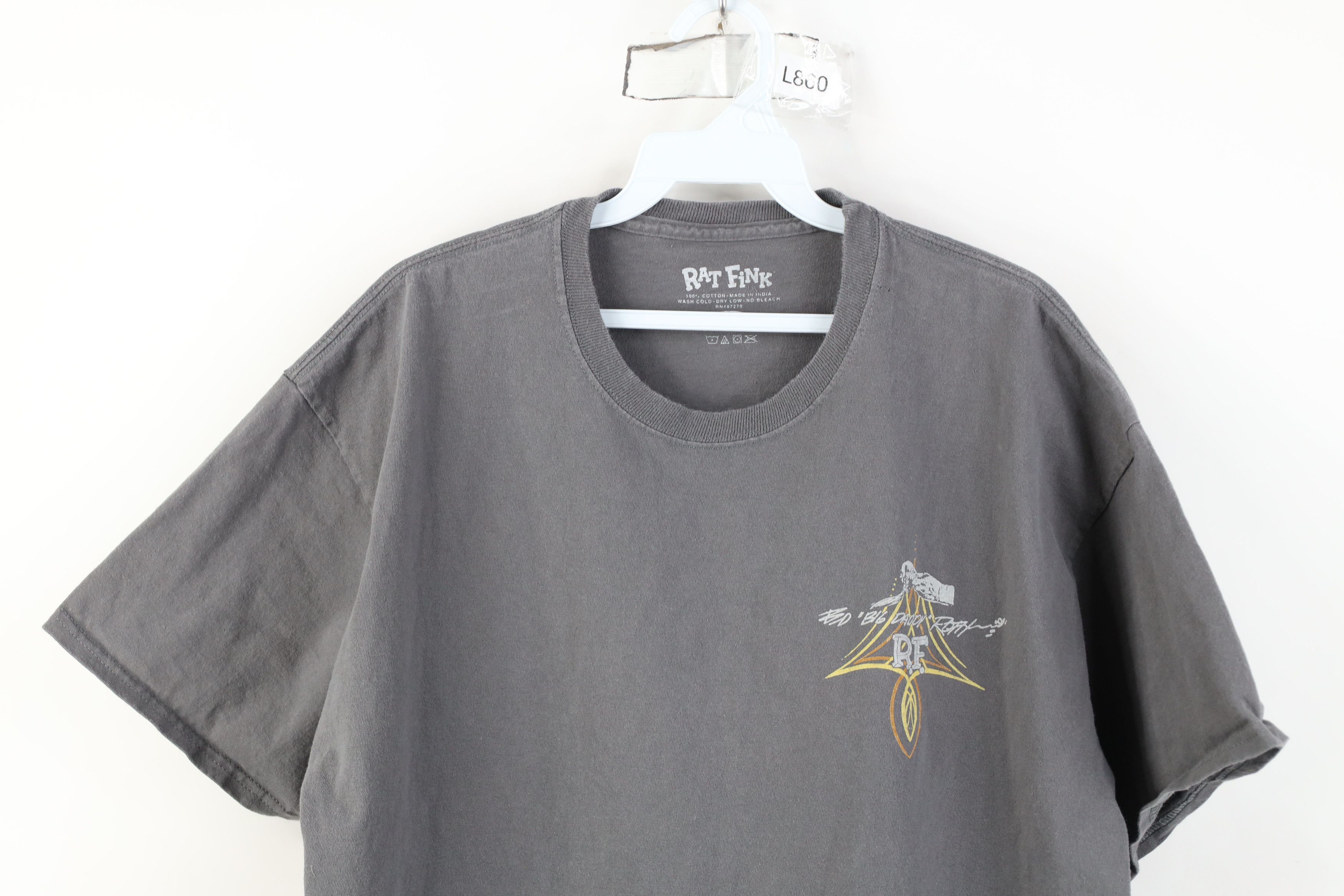 Vintage Y2K Rat Fink Spell Big Daddy Tribal Hot Rod Car T-Shirt Gray Size US XL / EU 56 / 4 - 2 Thumbnail