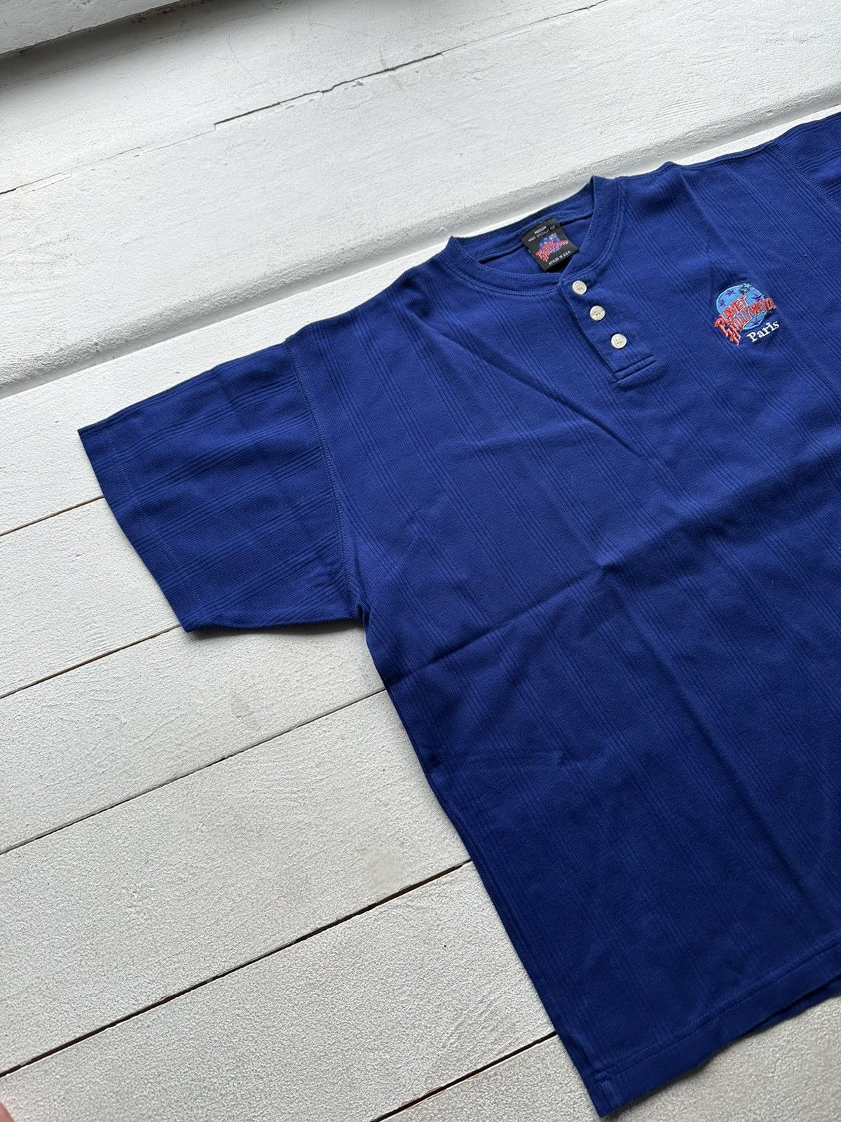 Planet Hollywood × Vintage VNTG🚨 90s Planet Hollywood tee shirt blue usa y2k button Size US M / EU 48-50 / 2 - 2 Thumbnail