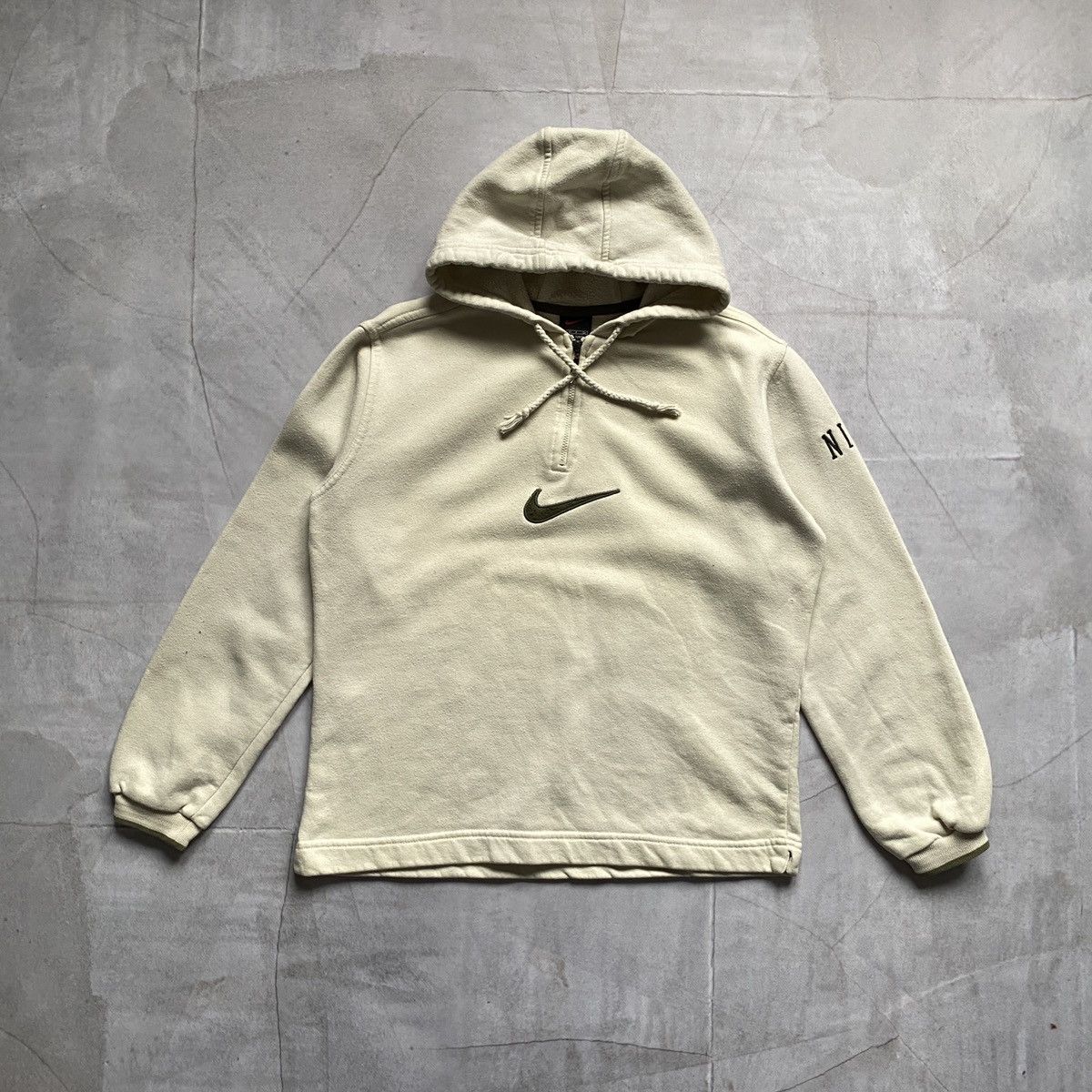 Nike × Vintage 90s Nike Big Logo Swoosh Baggy Hoodie Y2K Half Zip Size S / US 4 / IT 40 - 1 Thumbnail