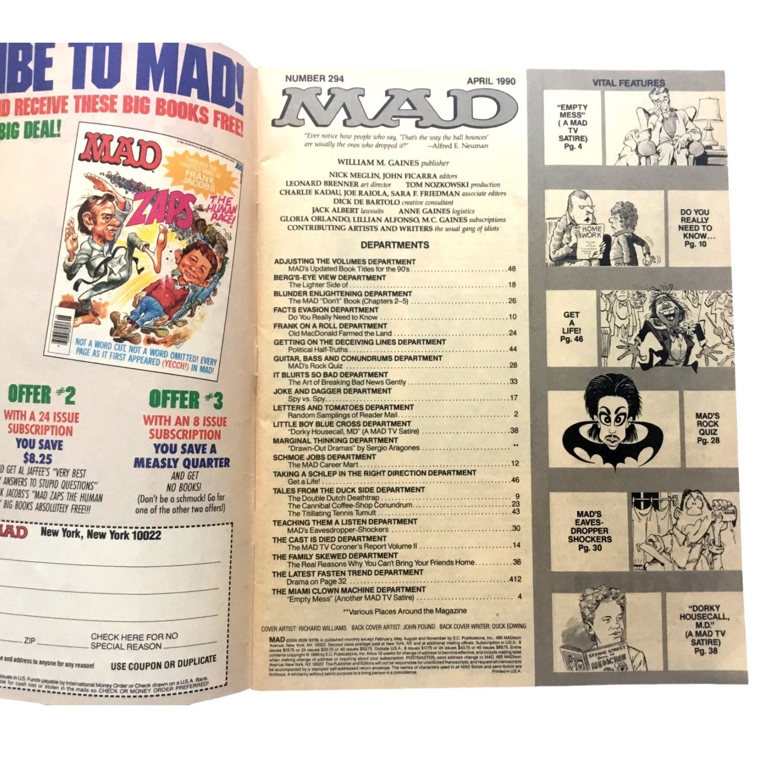Other Mad Magazine April 1990 No 294 Vintage~90s TV Shows Size ONE SIZE - 3 Thumbnail