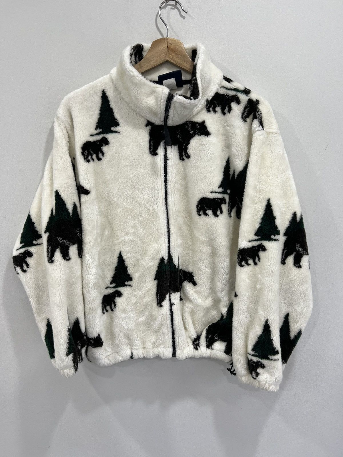 Vintage Vintage Green Fleece Animal Sweater zip up bear trees sherpa Size US XS / EU 42 / 0 - 1 Thumbnail