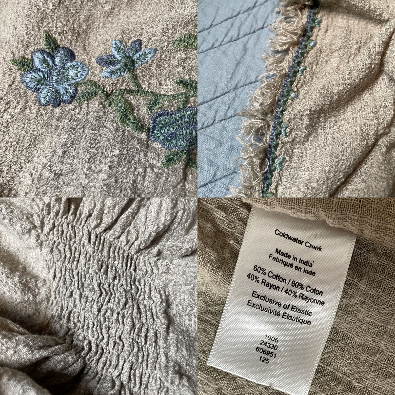 Coldwater Creek Coldwater Creek Cardigan One Size Kimono Sleeve Knit Floral Embroidered Open Front Bohemian Casual Fall Spring Summer Winter Beige Ecru Womens Size ONE SIZE - 8 Thumbnail