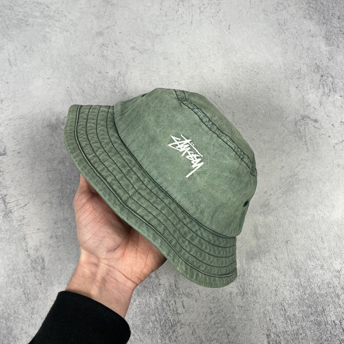 Stussy × Vintage Vintage Stussy washed logo y2k rare bucket hat panama 90’s Size ONE SIZE - 8 Thumbnail