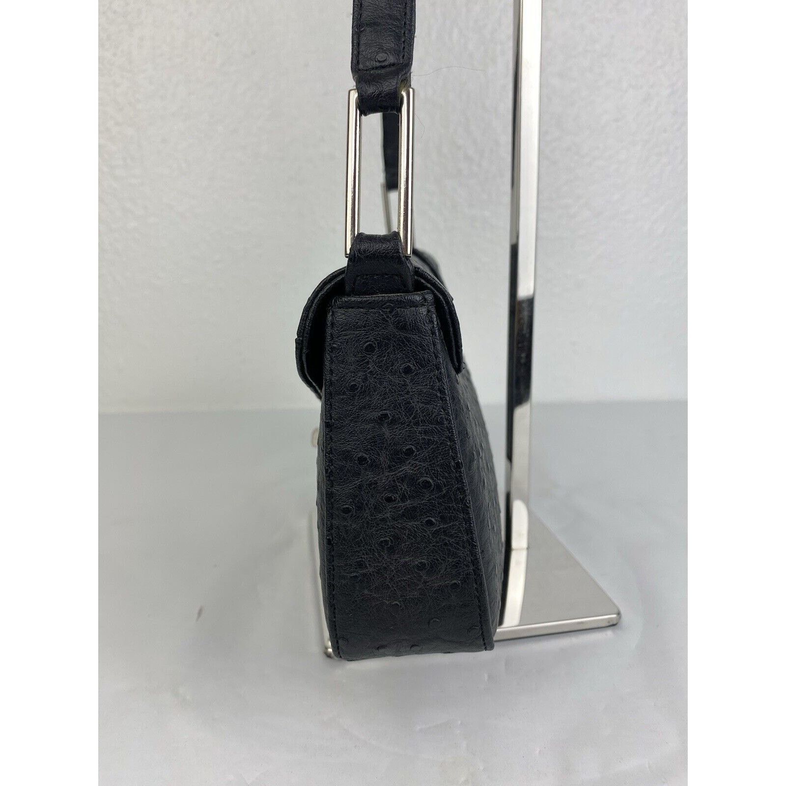 Tommy Hilfiger VTG Tommy Hilfiger Black Ostrich Leather Small Shoulder Bag Size ONE SIZE - 7 Thumbnail