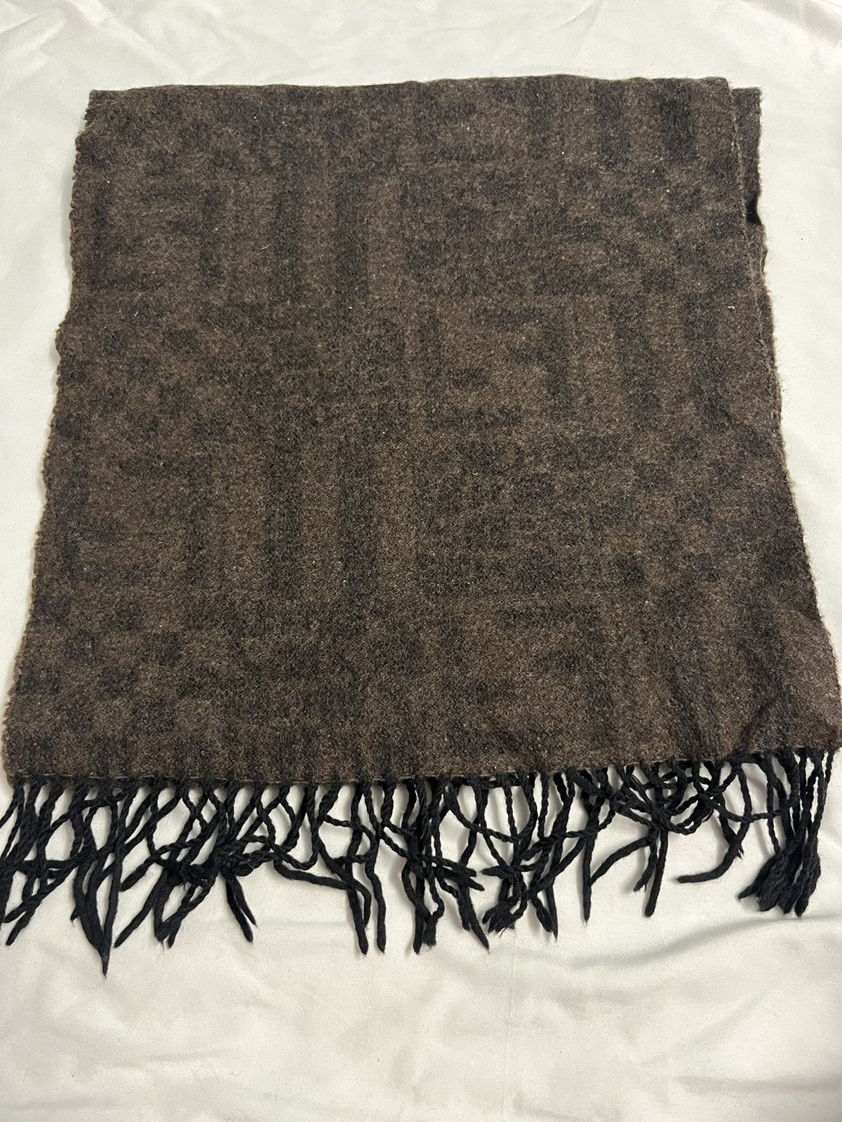 Vintage Fendi Scarf Brown Lana Wool