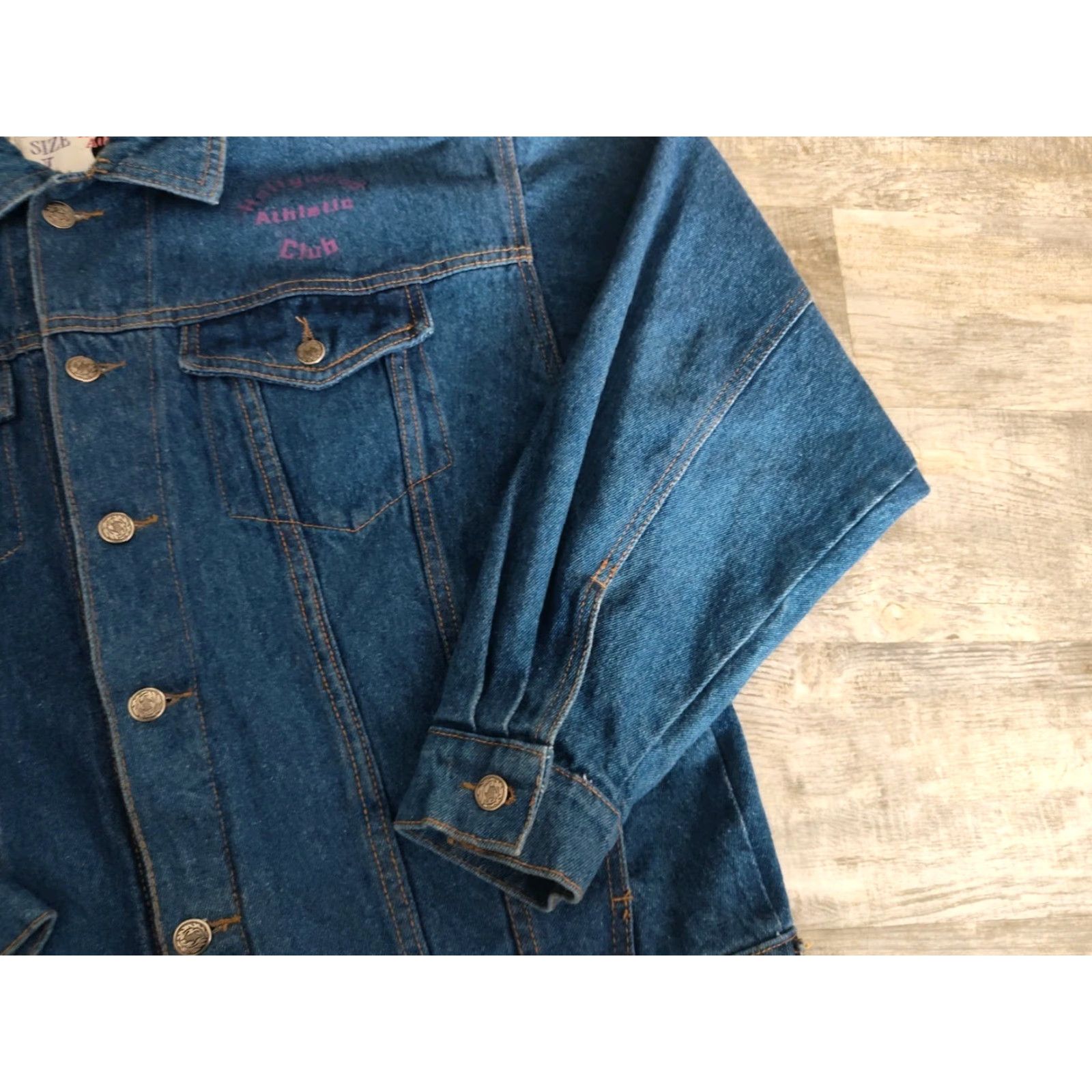 Vintage VINTAGE Hollywood Athletic Club Denim Jacket Mens Size L Blue 80s 90s Sunset Boulevard Embroidered Size US 33 - 7 Thumbnail