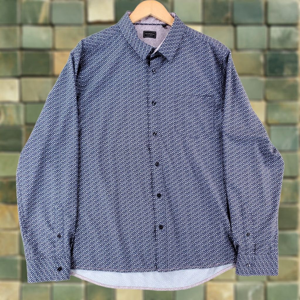 Vintage 7 Diamonds 4 Way Stretch Button Up Shirt Patterned Blue Long Sleeve Mens XXL Shirt Size US XXL / EU 58 / 5 - 1 Thumbnail