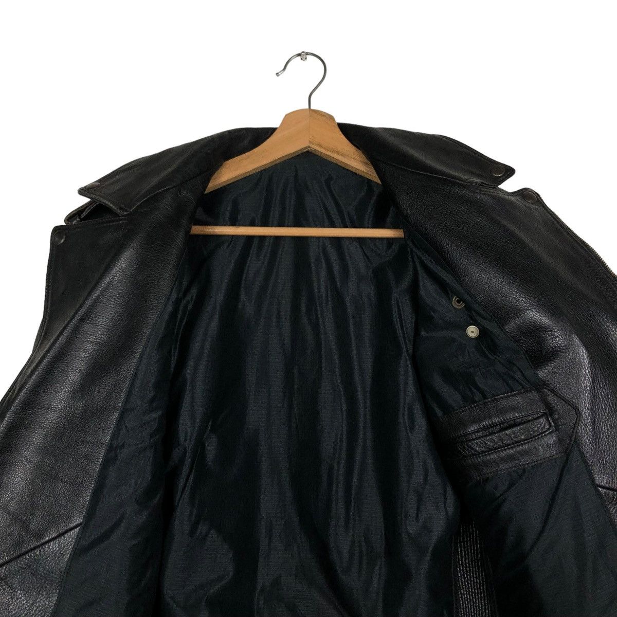 Japanese Brand 🔥VINTAGE LEATHER JACKET BIKER DOUBLE COLLAR ISSEY MIYAKE Size US M / EU 48-50 / 2 - 17 Thumbnail