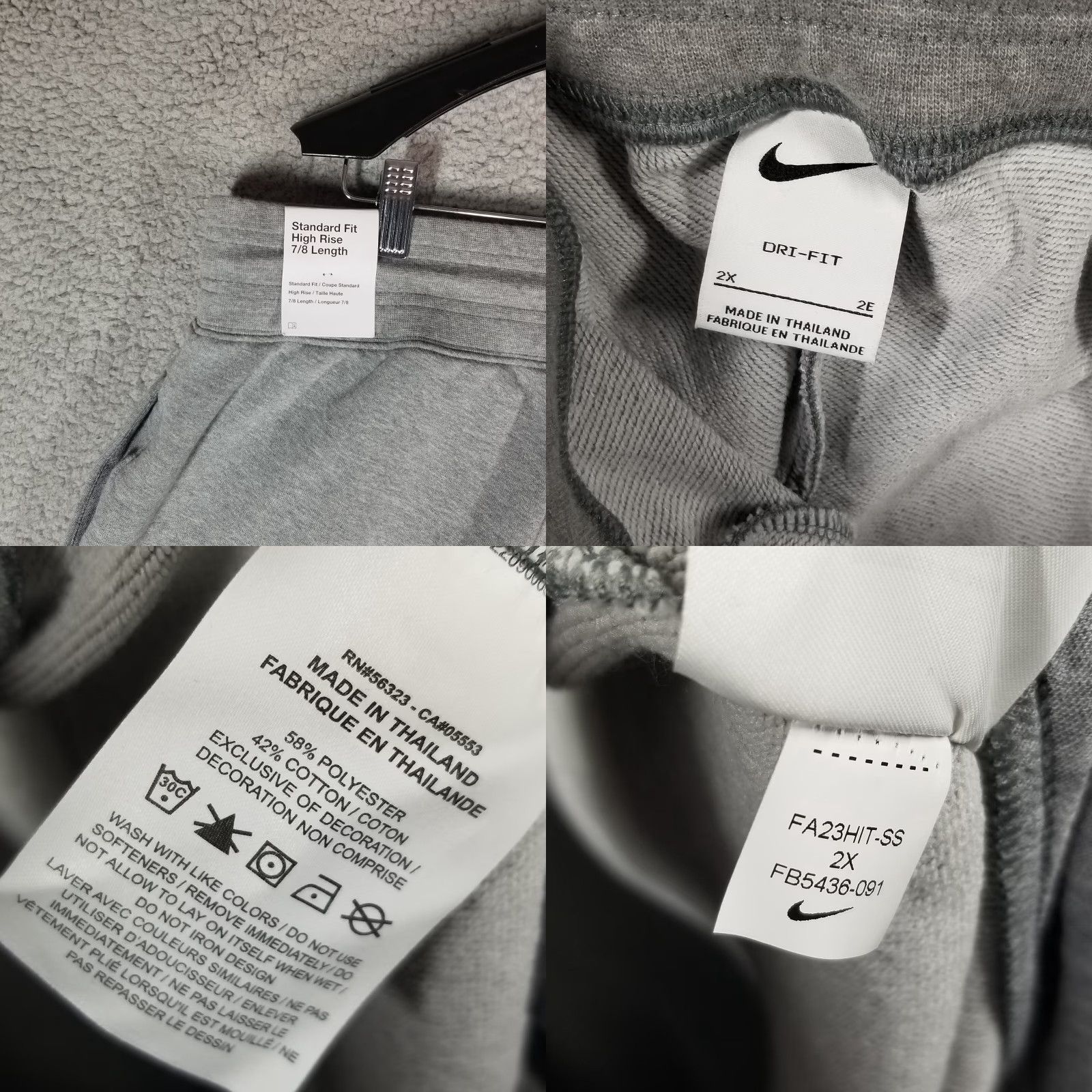 Nike Nike Joggers Woman 2X Standard Fit High Rise 7/8 Length Sweatpants FB5436 NEW • Size 40" / US 18 - 8 Thumbnail