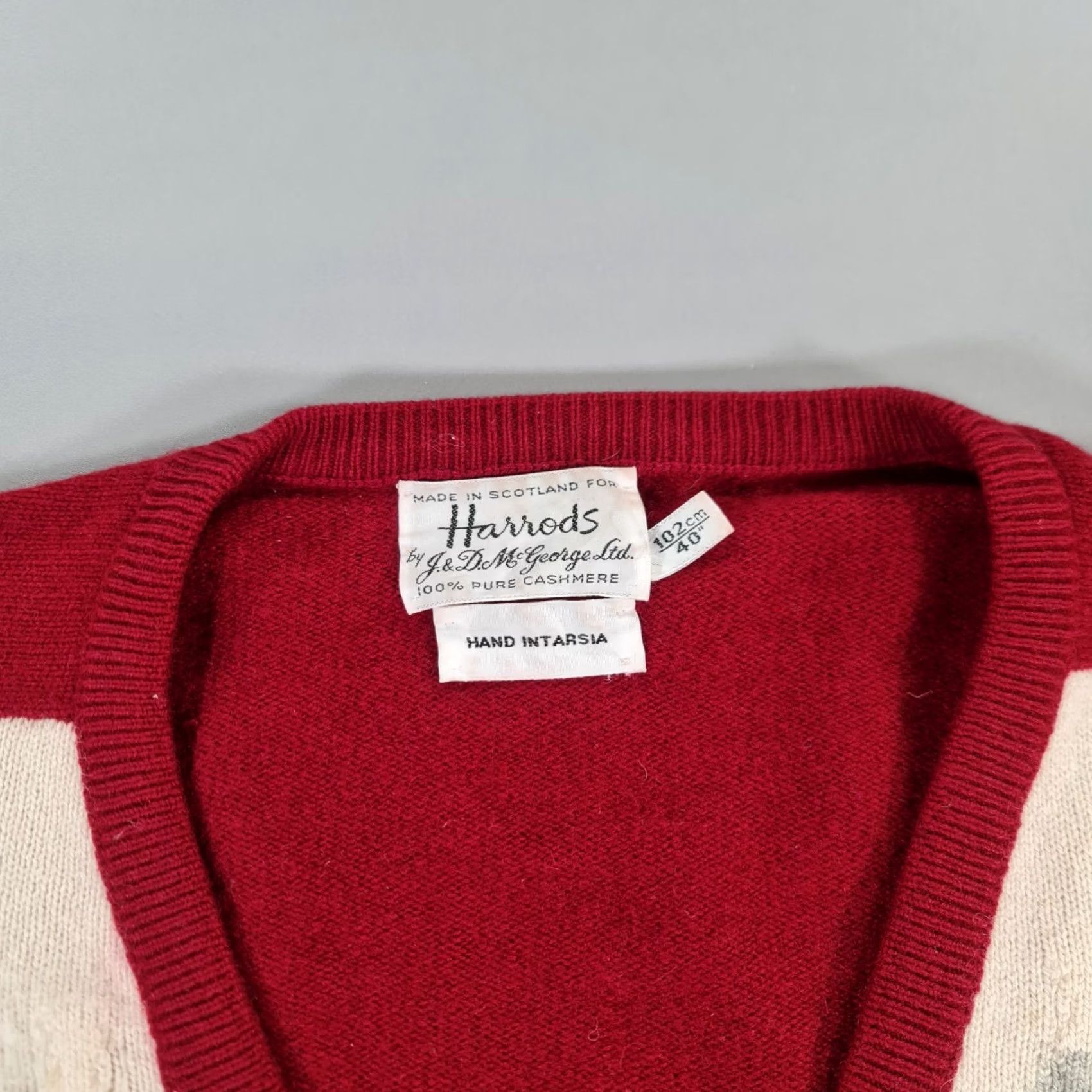 Harrods Harrods McGeorge Jumper Red 40 Diamond 100% Cashmere Knit Pullover Womens M Vintage N/A Size M / US 6-8 / IT 42-44 - 3 Thumbnail