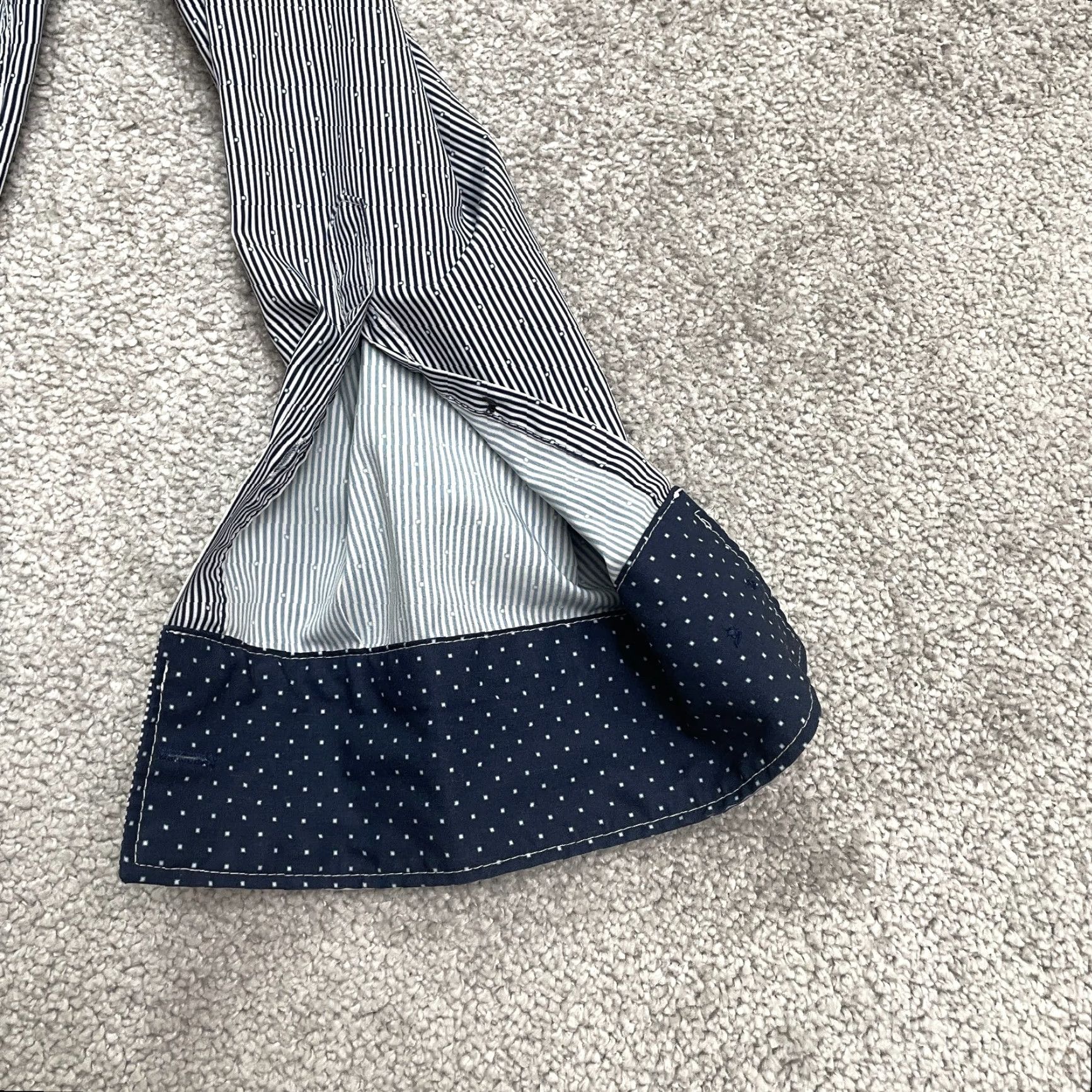 Vintage Construct Dress Shirt Men L Blue Pinstripe Long Sleeve Flip Cuff Button-Down Size 42R - 6 Thumbnail