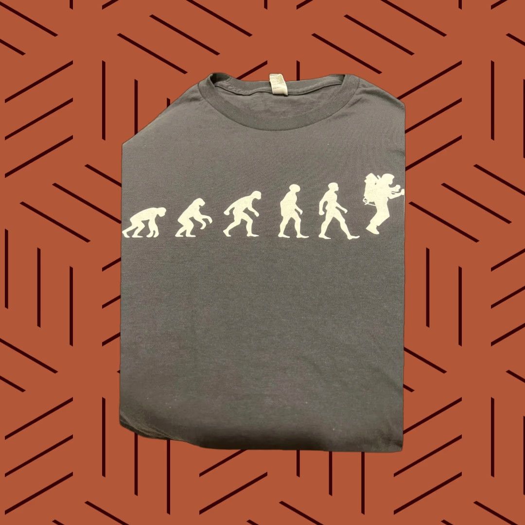 American Apparel New Rare Alphabet GOOGLEX Ape To Man w/ Jetpack Evolution Shirt Medium Gray Size US M / EU 48-50 / 2 - 1 Thumbnail