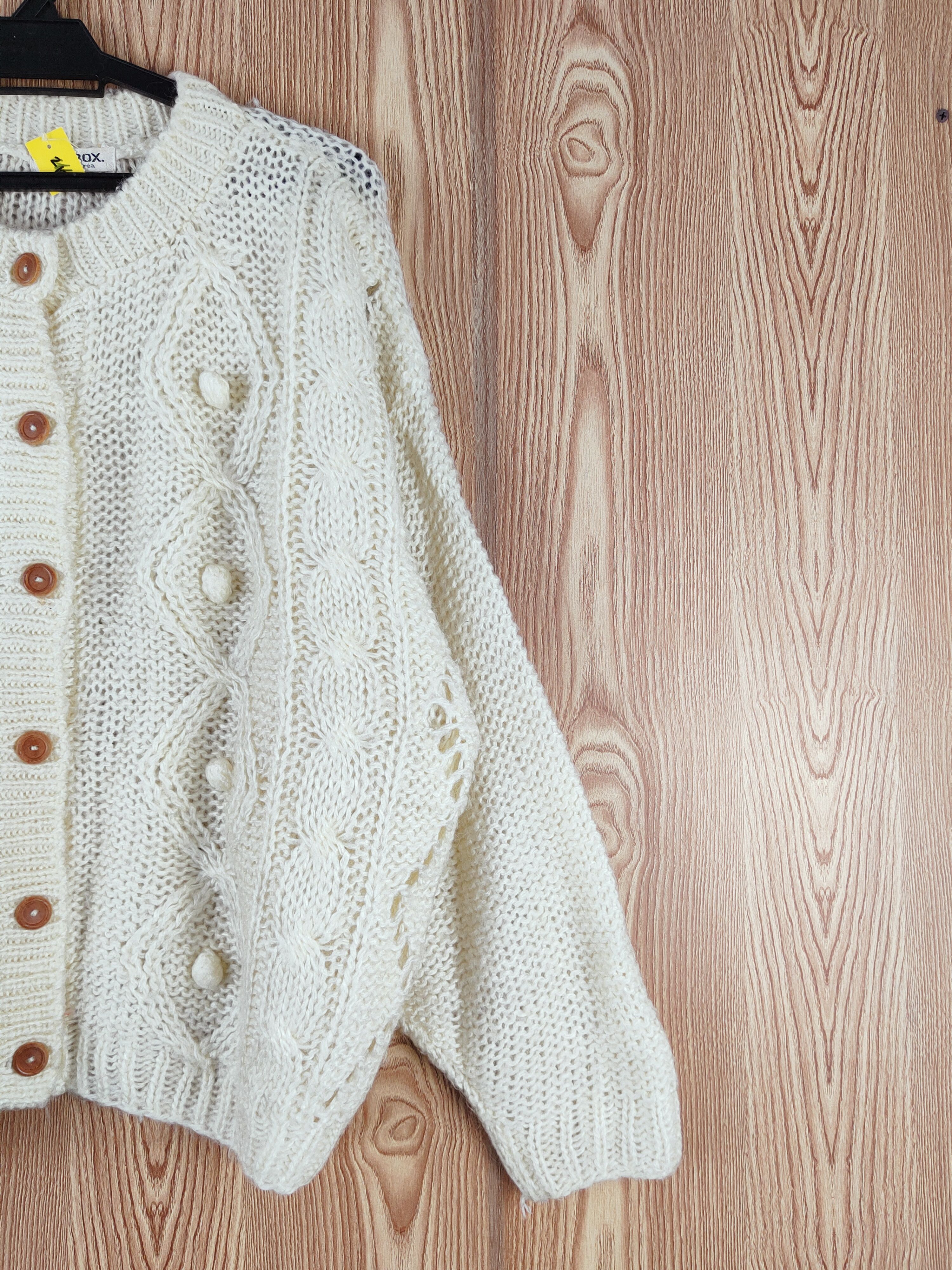 Japanese Brand Pop Box Ivory meshnet vintage Knitwear Cardigan #W065 Size L / US 10 / IT 46 - 5 Thumbnail