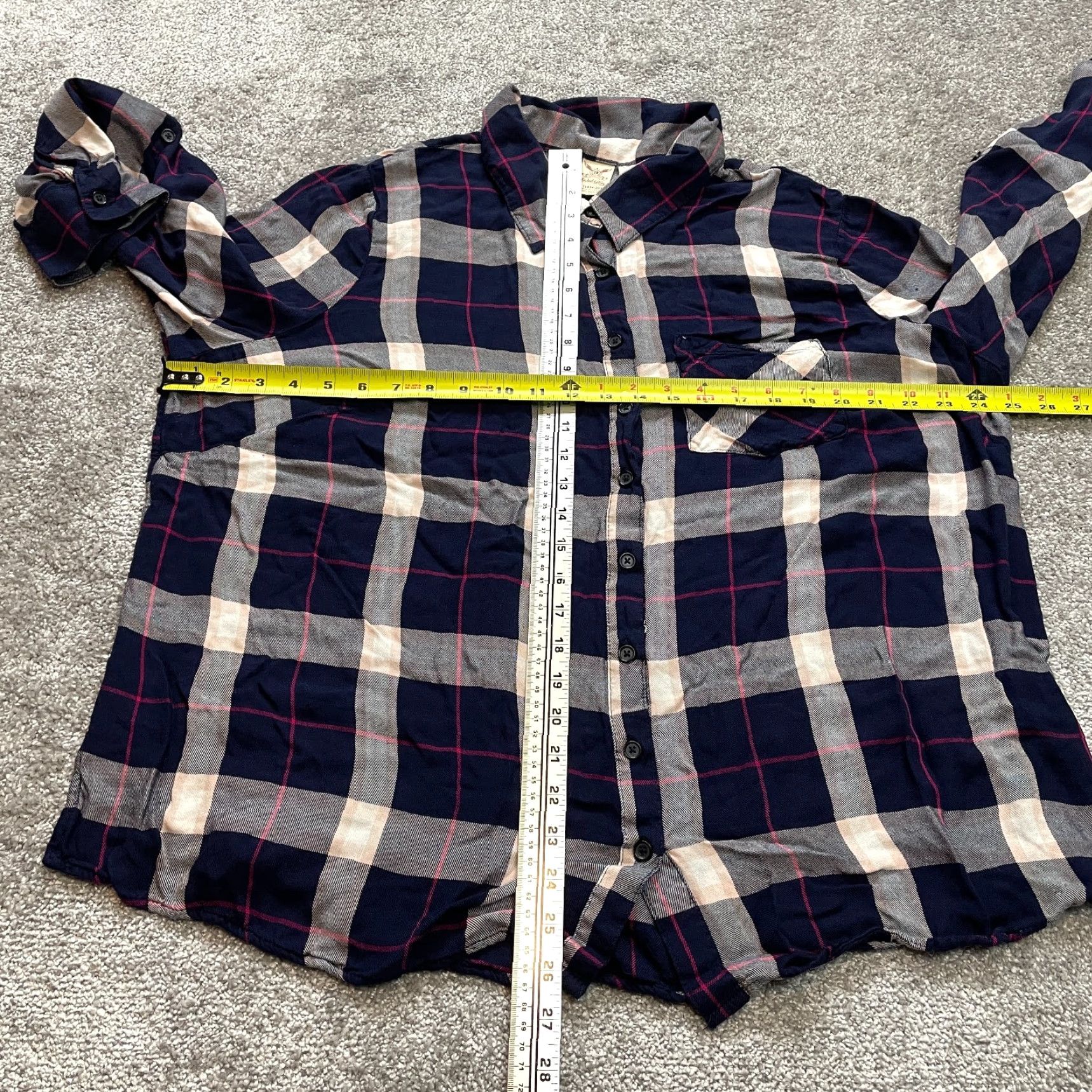 Faded Glory Faded Glory Blouse Shirt Womens 18W 2X Blue Plaid Long Sleeve Top Rayon Knit Casual Business Formal Workwear Women Shirt Size XXL / US 16-18 / IT 52-54 - 7 Thumbnail