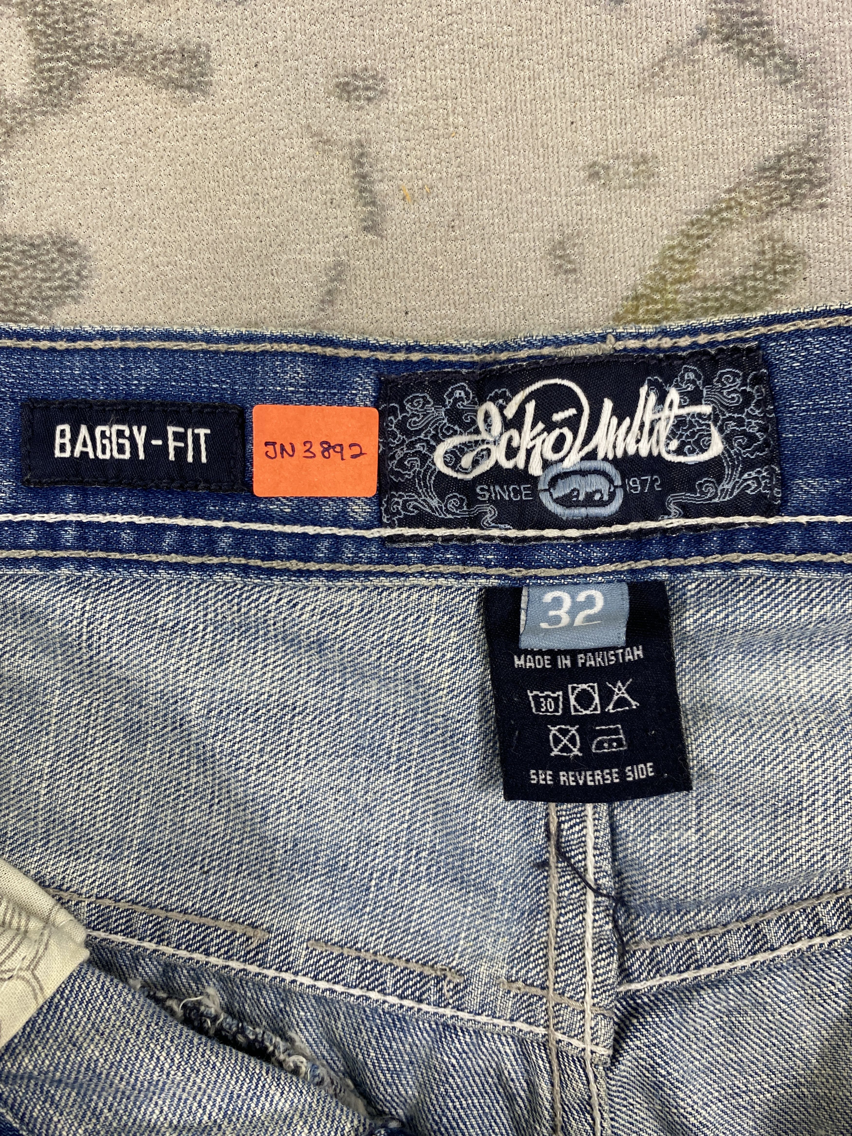 Japanese Brand Vintage Ecko Distressed Baggy Jeans 35x25.5 Denim- JN3892 Size US 35 - 9 Thumbnail