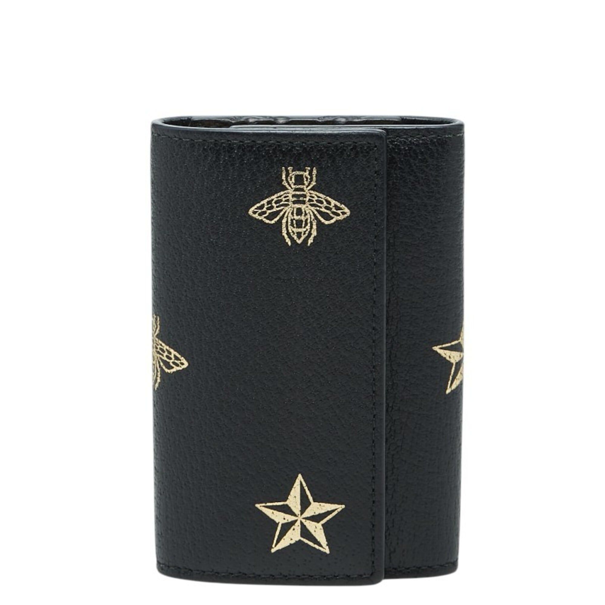 Gucci Gucci Animalier Bee & Star Key Case, Black Leather, Women's GUCCI Size ONE SIZE - 1 Thumbnail