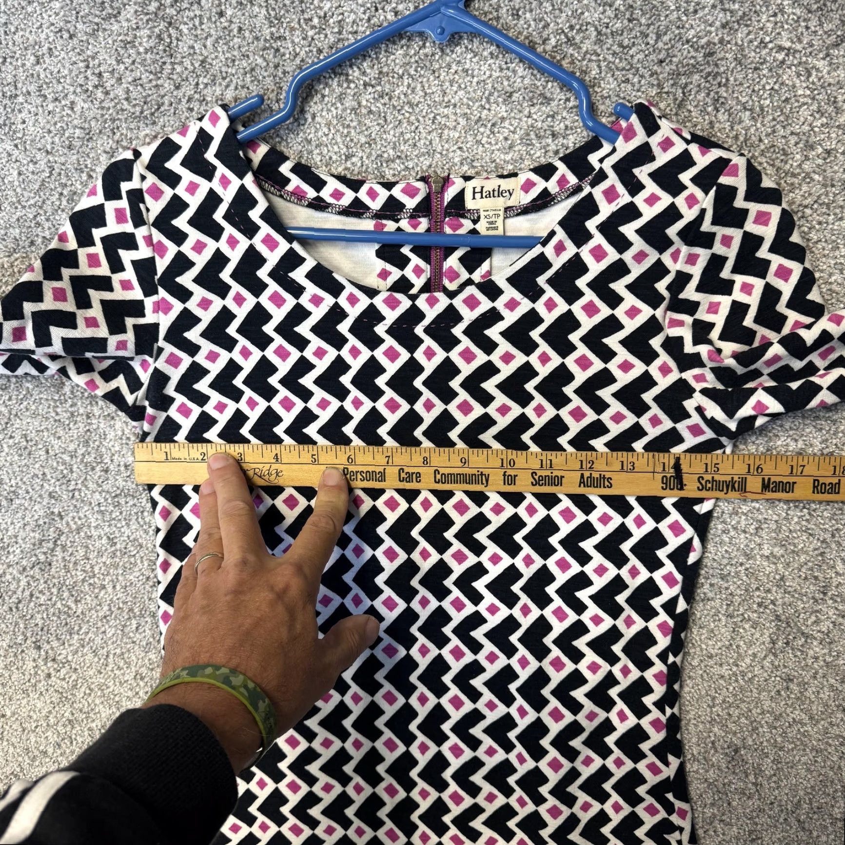 Vintage Hatley Dress Geometric Mod Retro 60s Preppy Chic Office Bodycon Mini Stretch XS Size XS / US 0-2 / IT 36-38 - 3 Thumbnail