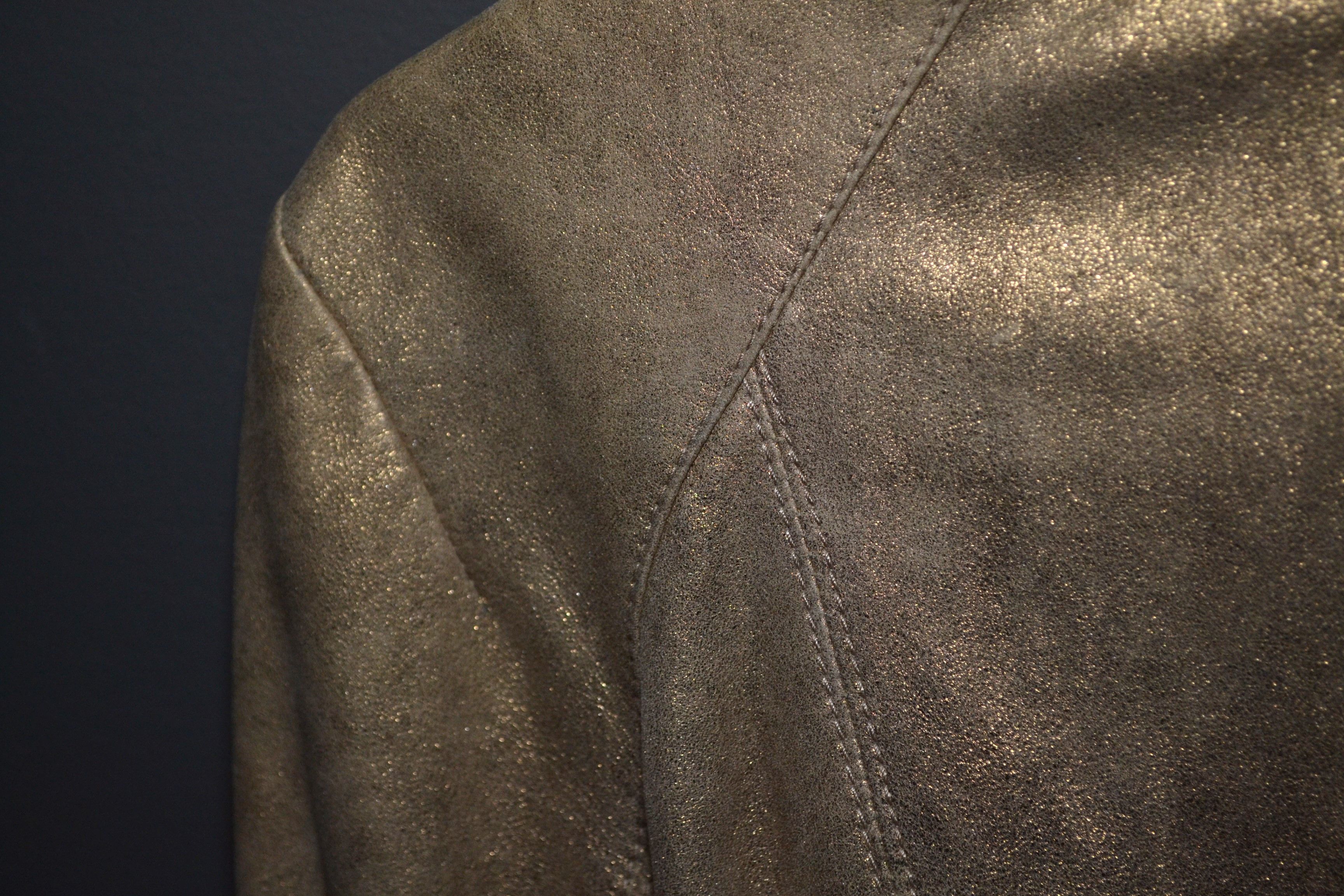 plein sud Plein Sud Faycal Amor Golden Tie Leather Jacket Moto 48 IT Size XL / US 12-14 / IT 48-50 - 6 Thumbnail