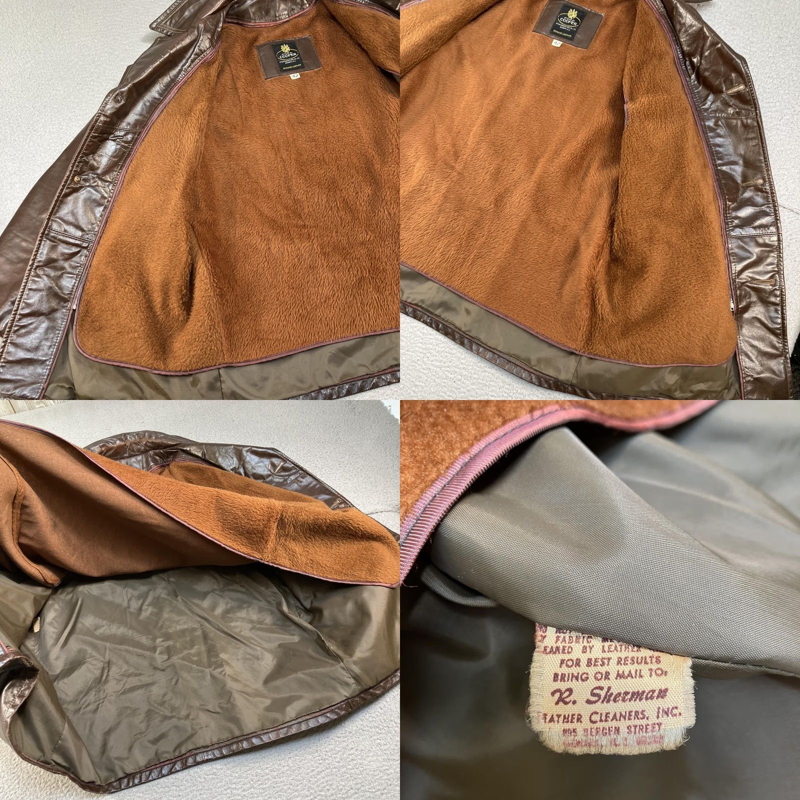 Vintage VINTAGE Cooper Leather Coat Mens 42 Brown Faux Fur Lined Car 70s Old Money Size US XS / EU 42 / 0 - 10 Thumbnail
