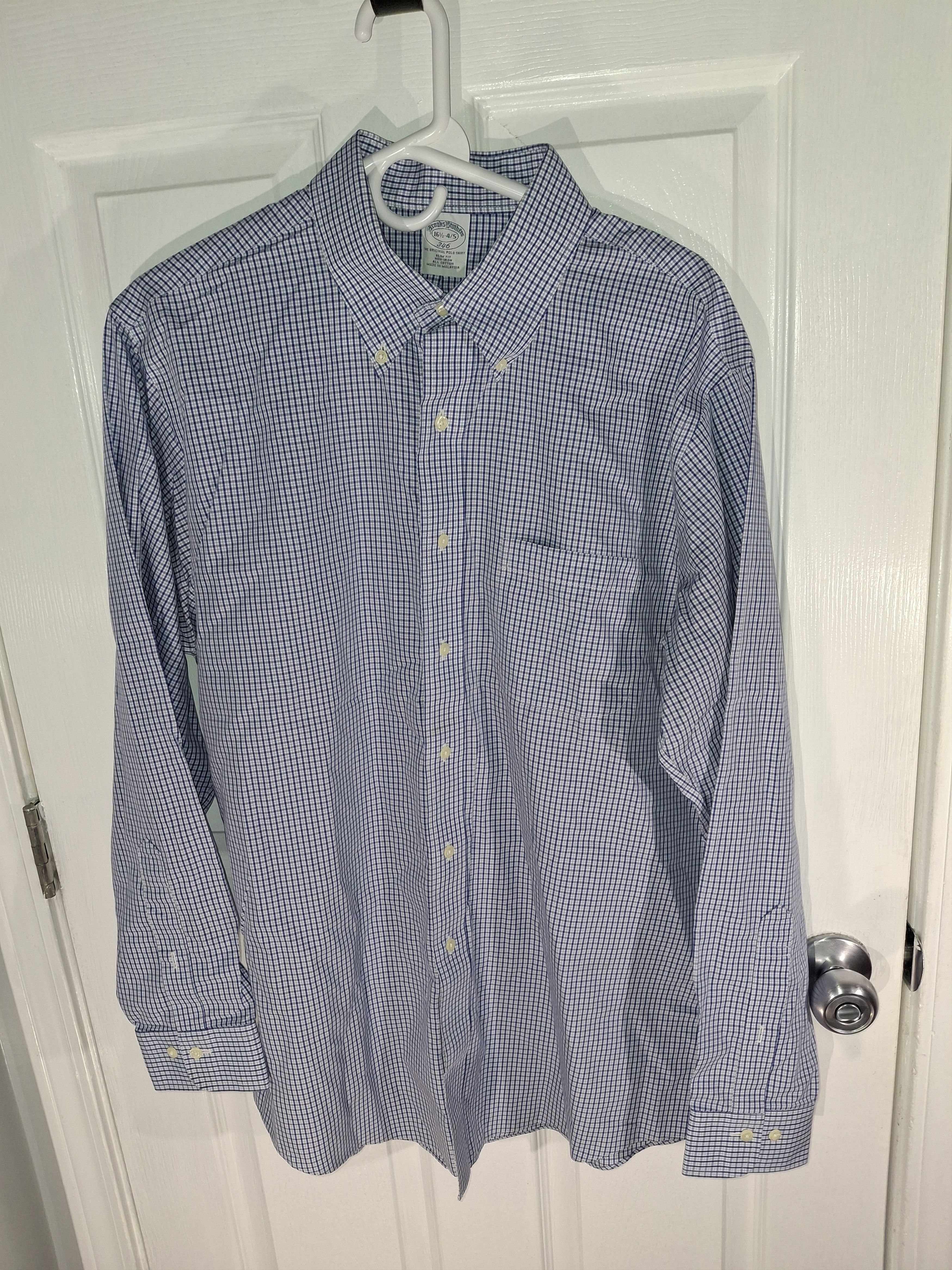 Brooks Brothers Brooks Brothers 346 Blue Check Dress Shirt 16 1/2 - 4/5 Size US M / EU 48-50 / 2 - 1 Thumbnail