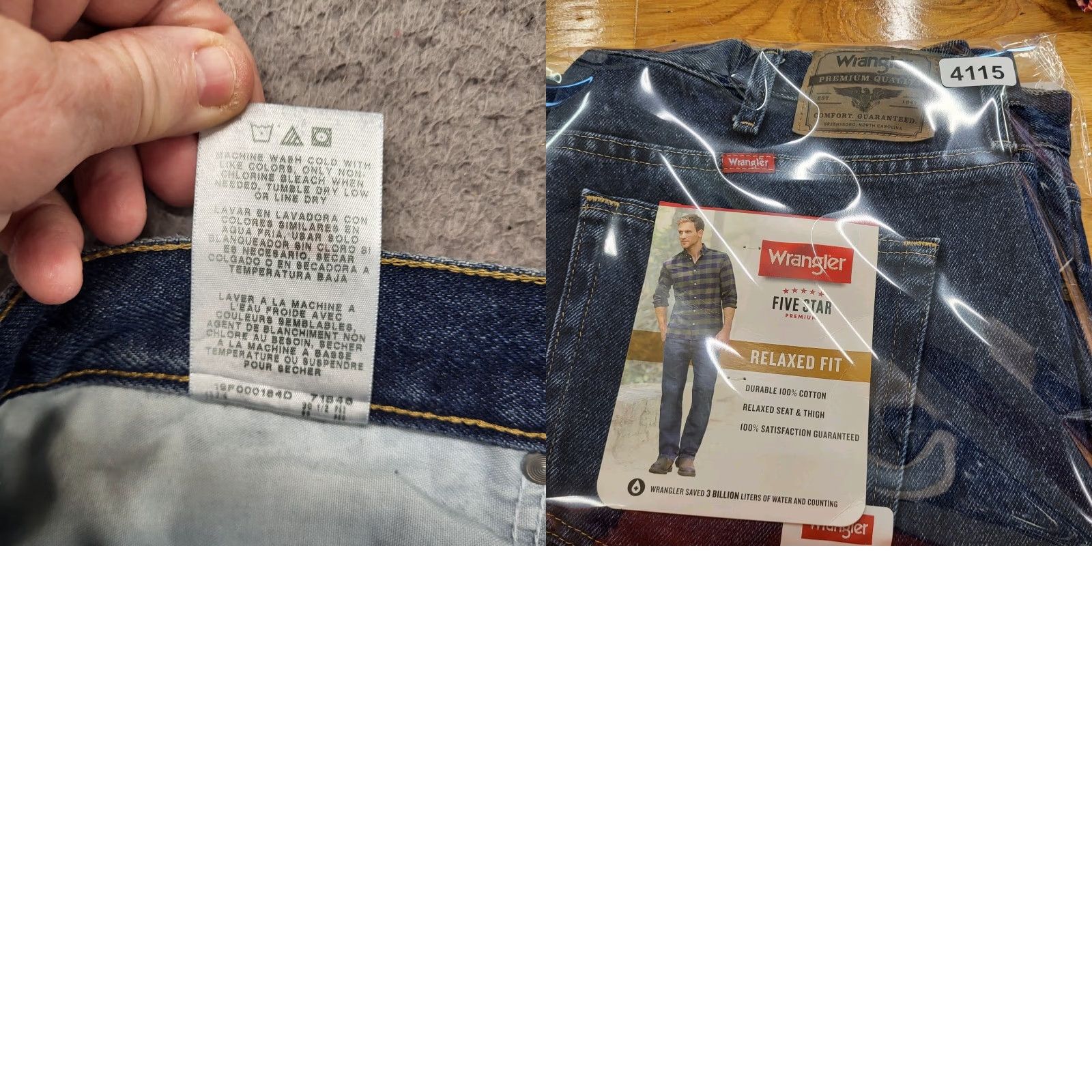 Wrangler Wrangler Jeans Men's 40x30 Blue Five Star Premium Relaxed Fit Denim Western Five Pocket 100% Cotton Regular Size Type Jeans Mens Size US 40 / EU 56 - 9 Thumbnail