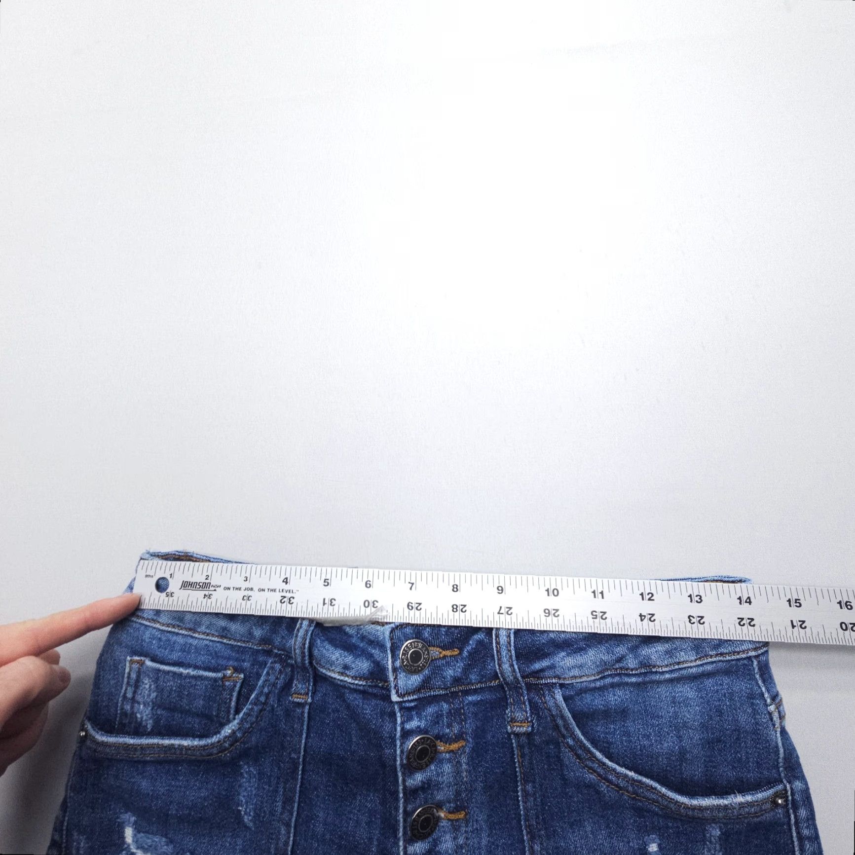 Vintage Risen Jeans Womens 28 High Rise Button Fly Distressed Straight Dark Wash Denim Blue 5-Pocket Stretch Size 28" / US 6 / IT 42 - 7 Thumbnail