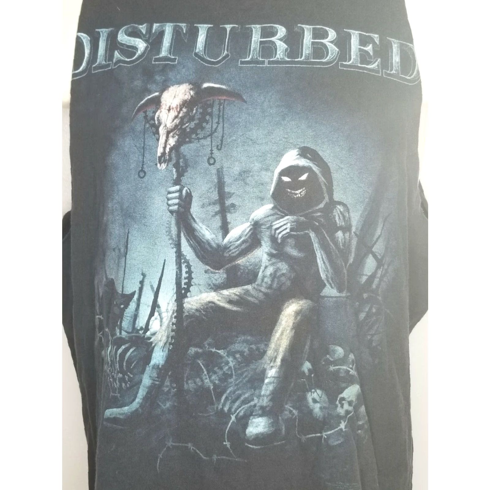 Etro VINTAGE Disturbed Hanes Heavyweight 50/50 Tank Top Mens XL Distressed Black Rock Grunge Tee Band Logo Sleeveless Crew Neck Size US XL / EU 56 / 4 - 2 Thumbnail