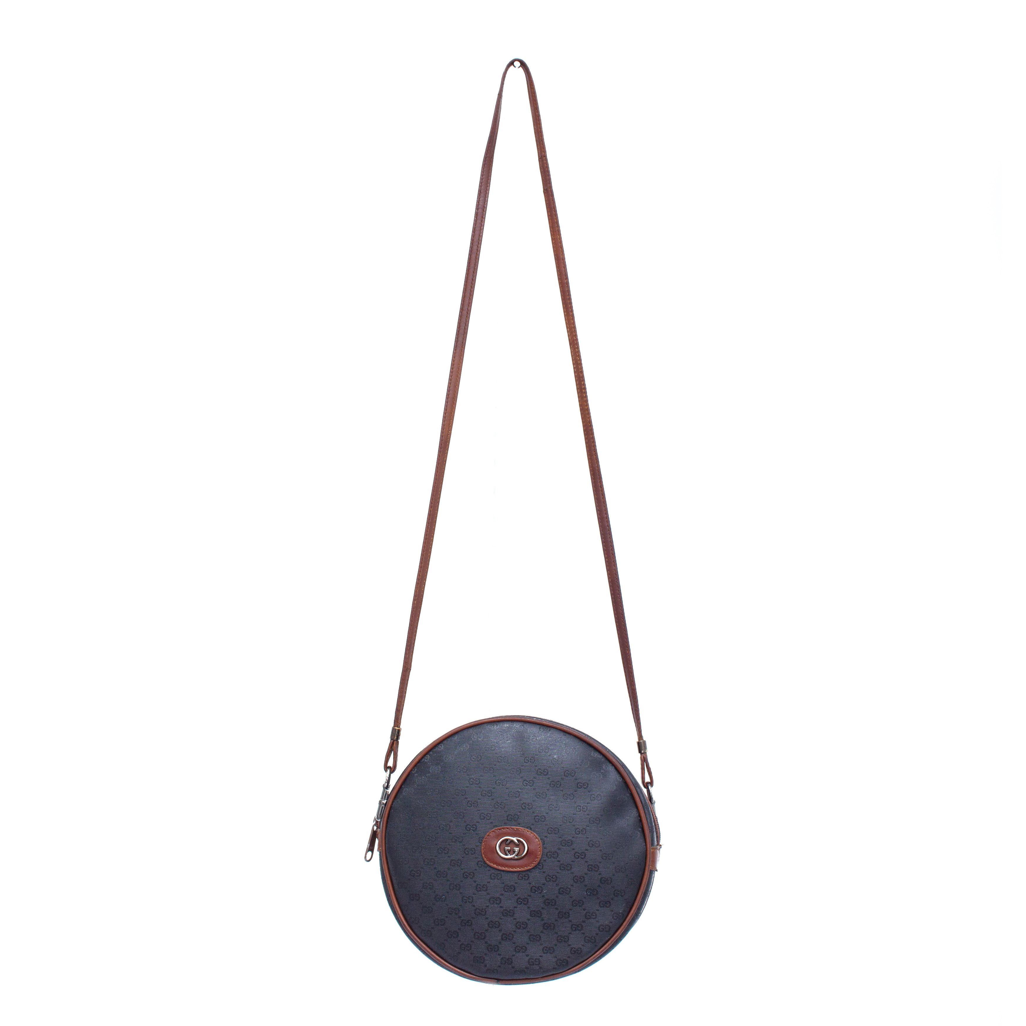 Gucci × Vintage GUCCI Vintage Shoulder/Crosbody Round Bag Black Monogram Size ONE SIZE - 1 Thumbnail