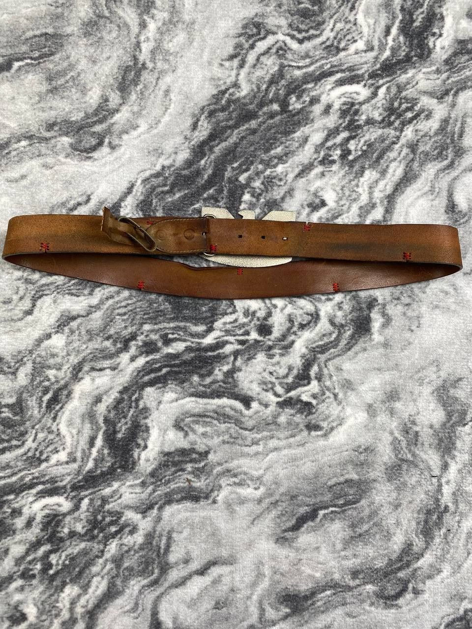 Giorgio Armani Vintage Giorgio Armani Leather Belt AJ Big Logo Size ONE SIZE - 4 Thumbnail