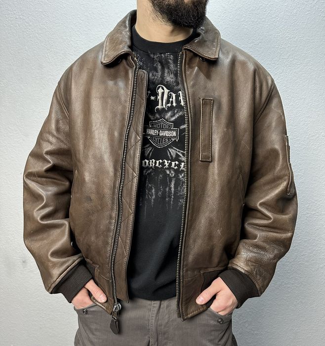 Vintage Vintage 80s Avirex Leather Jacket Type B-15 Zipper