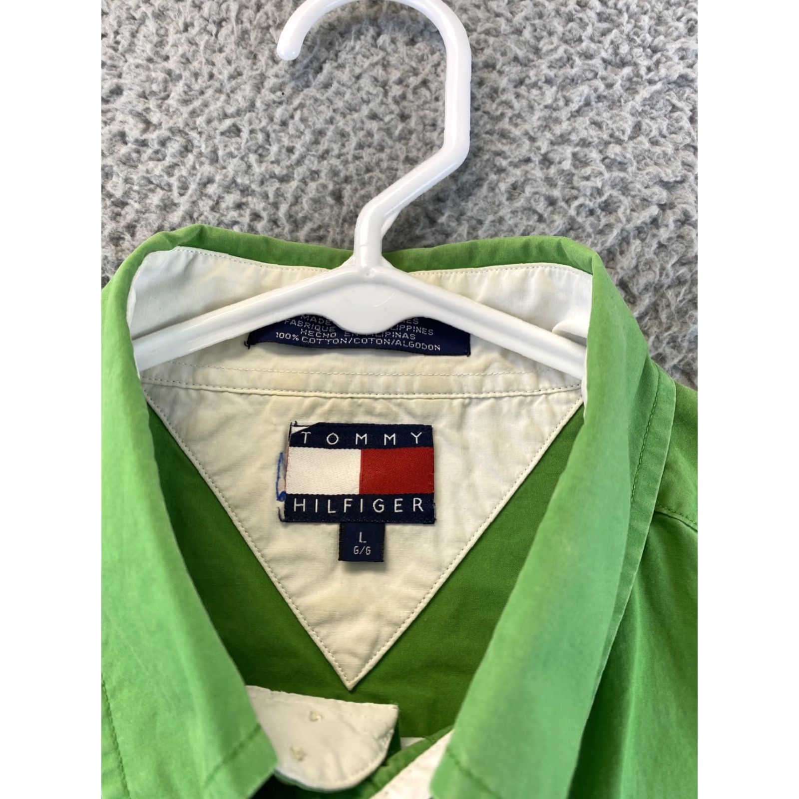 Tommy Hilfiger Tommy Hilfiger Dress Shirt Men Long Sleeve Light Green Large Button Down 89-30 Regular Fit Size 42R - 5 Thumbnail