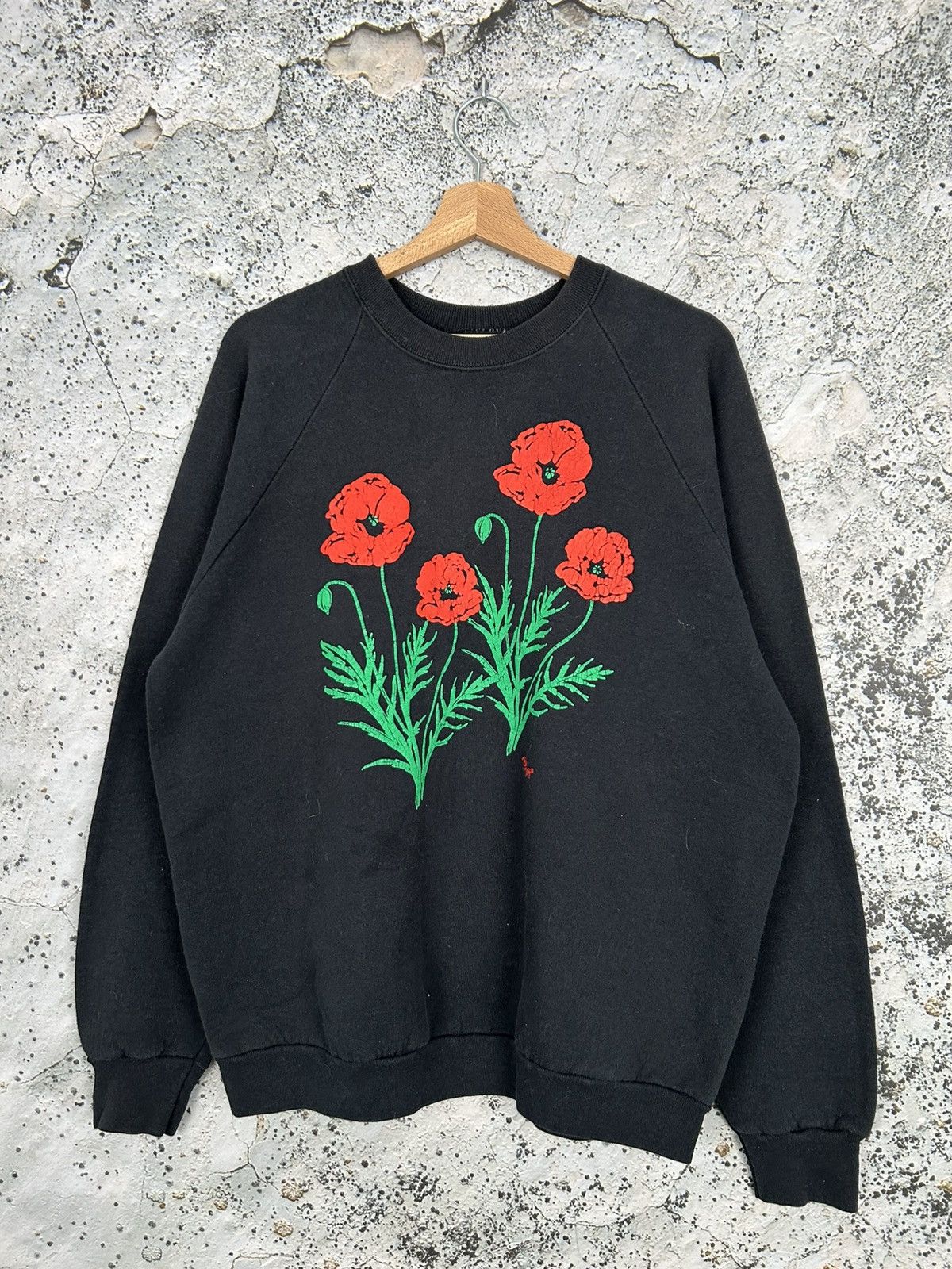 Vintage Vintage Black Crewneck 90s Archive Flowers Graphic Size US XL / EU 56 / 4 - 1 Thumbnail