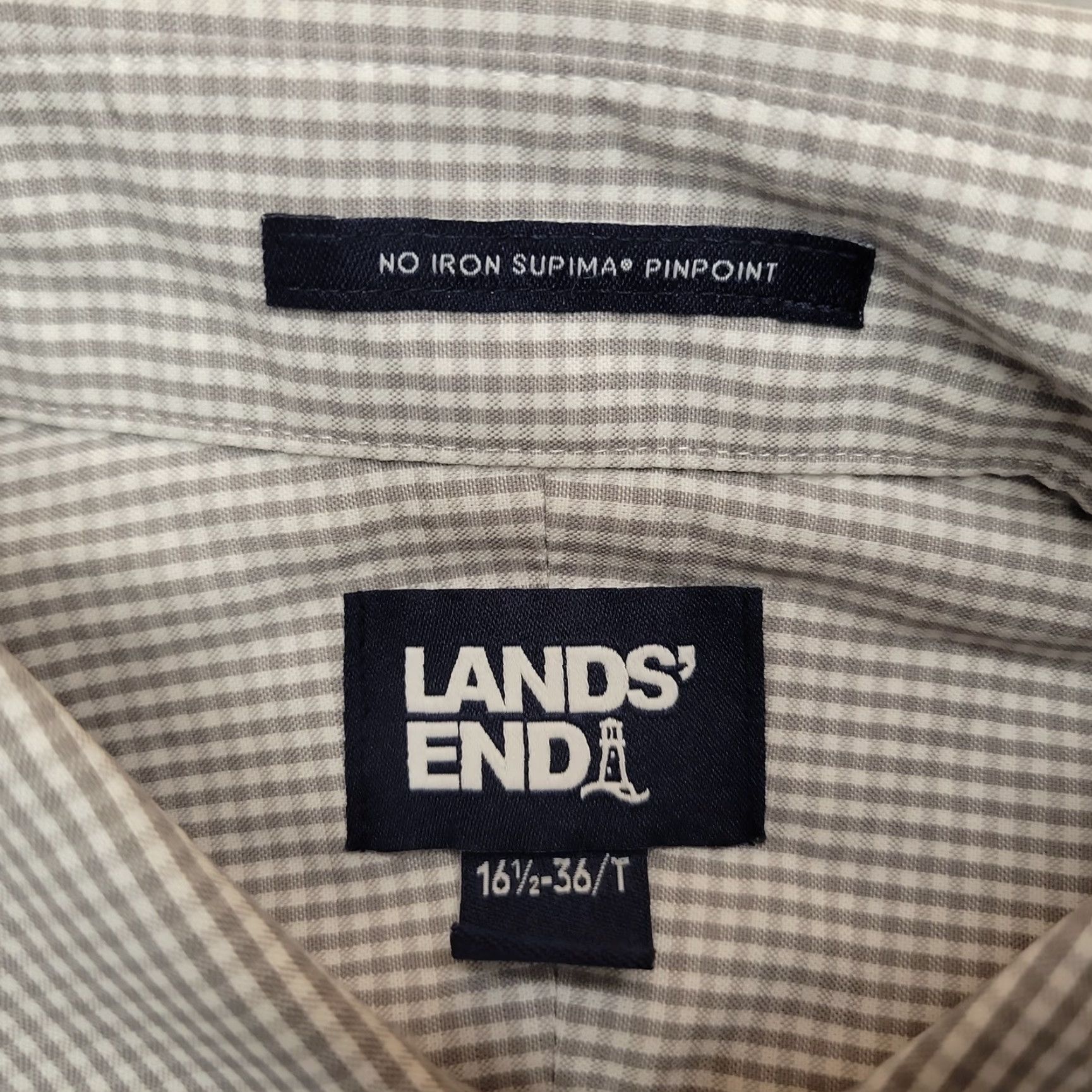 Lands' End Lands' End Shirt Men 16.5 36 Tall Gray No Iron Supima Pinpoint Oxford Button-Down Long Sleeve Size US XL / EU 56 / 4 - 4 Thumbnail