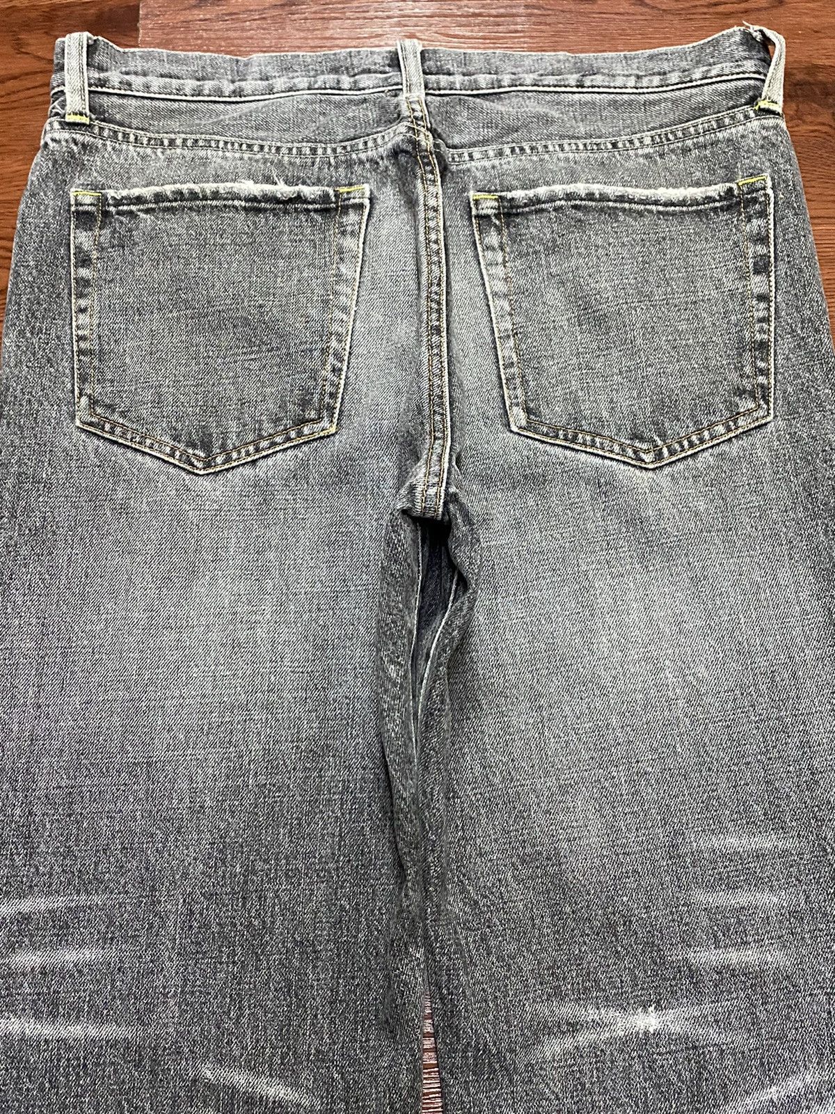 Vintage Uniqlo Black Denim Whisker Distressed Bootcut Jeans