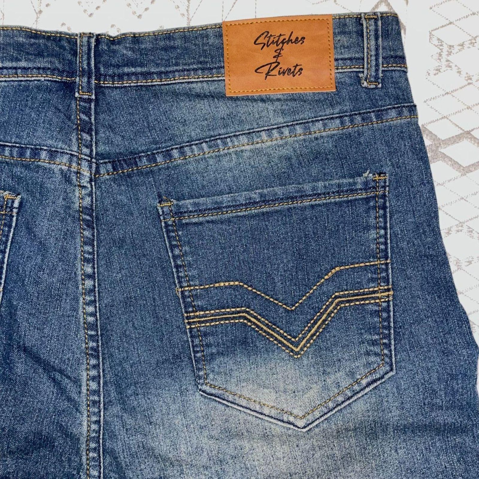 Stitch's Jeans 36x32 Stitches Rivets Blue Jeans Size US 36 / EU 52 - 4 Thumbnail