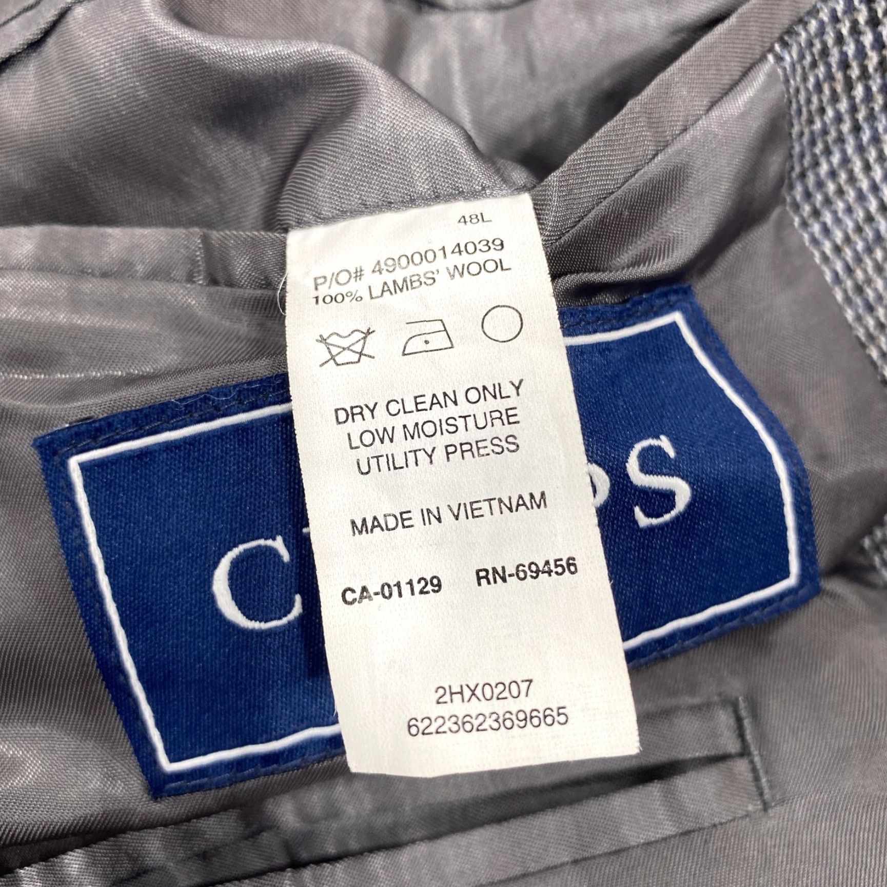 Chaps Chaps Blazer Mens 48L Long Gray Check Wool Sport Coat Two-Button Lined Jacket Size 48R - 6 Thumbnail